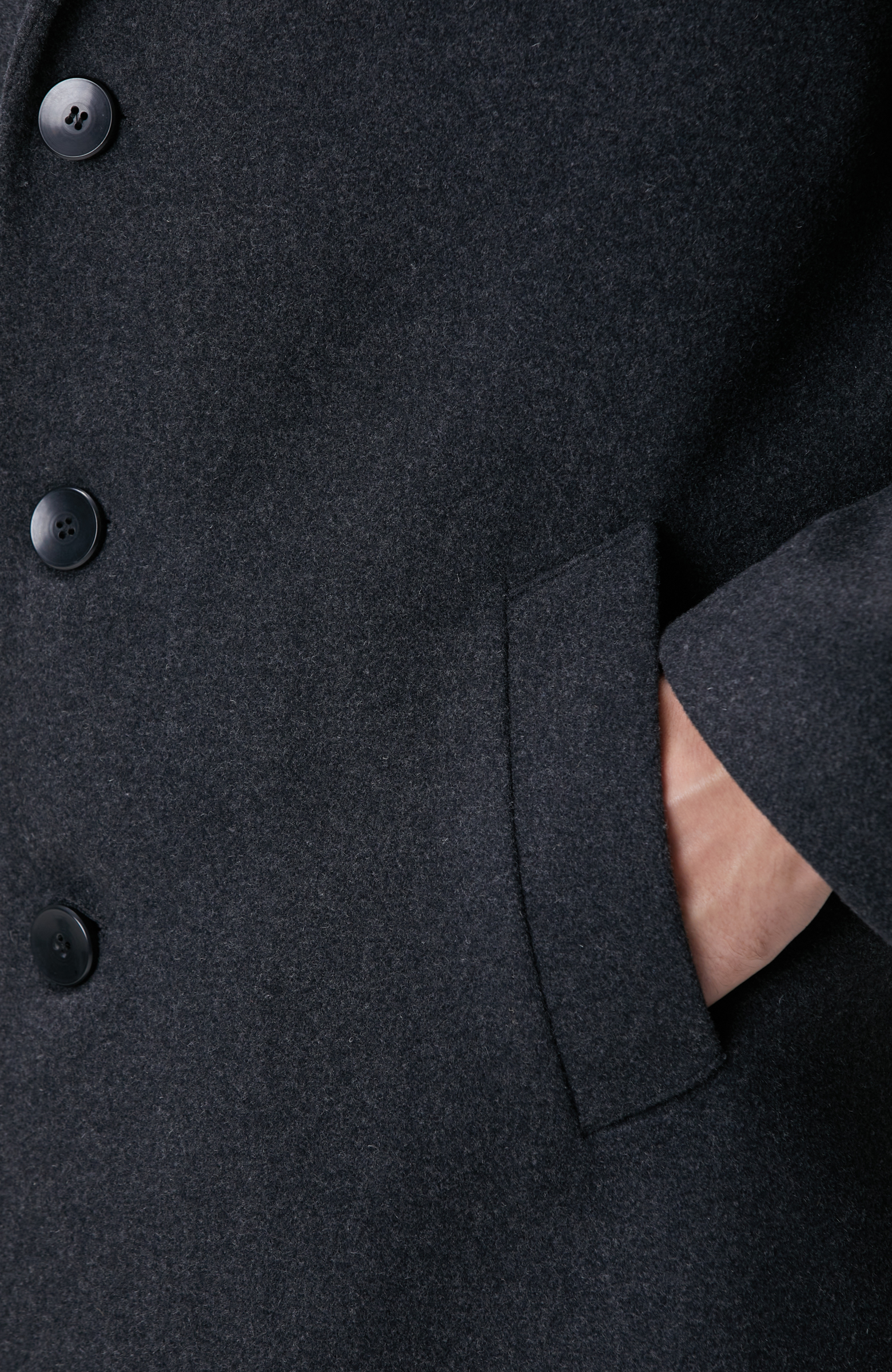 Antrasit Yün Karışımlı Palto