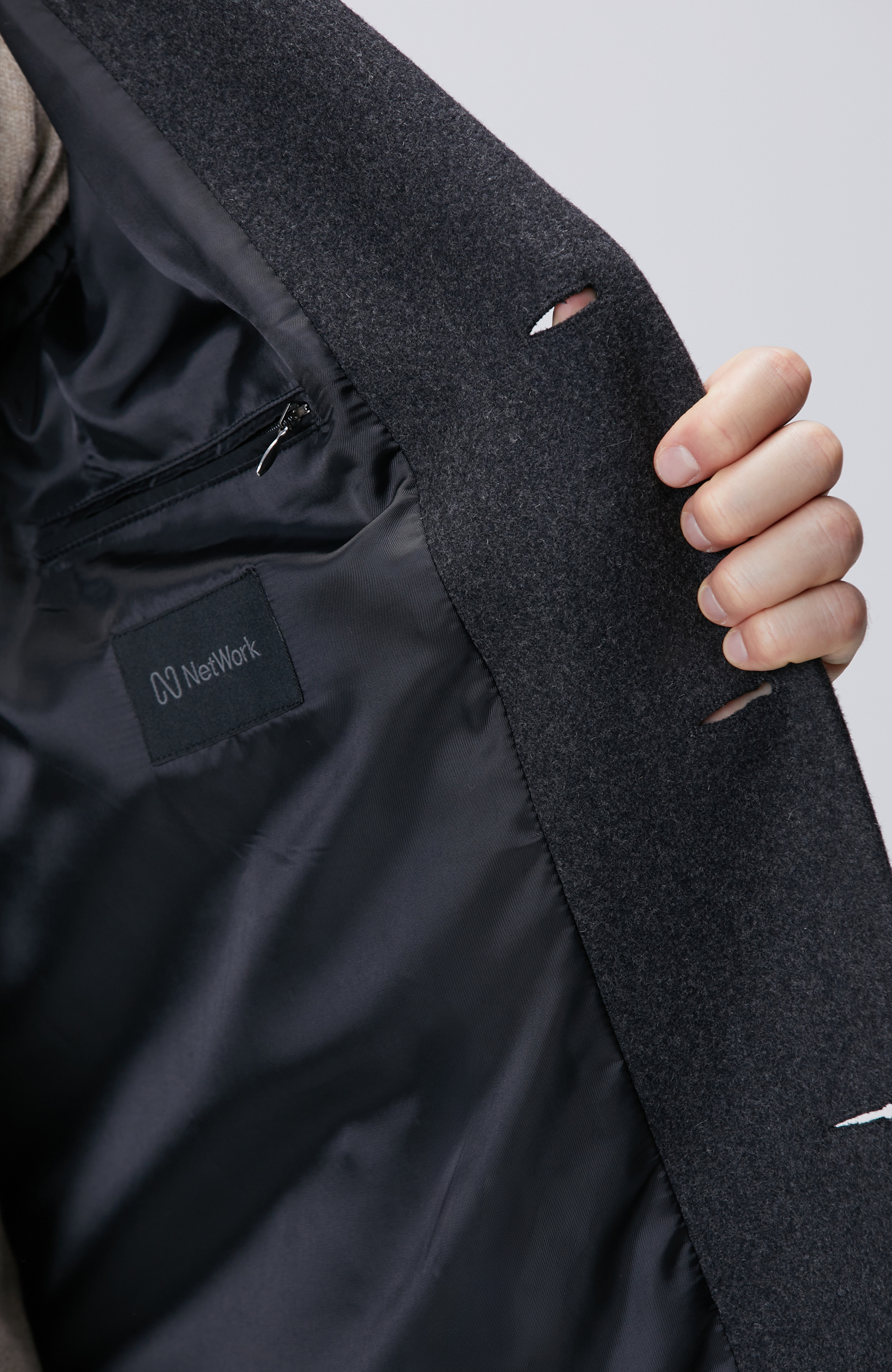 Antrasit Yün Karışımlı Palto