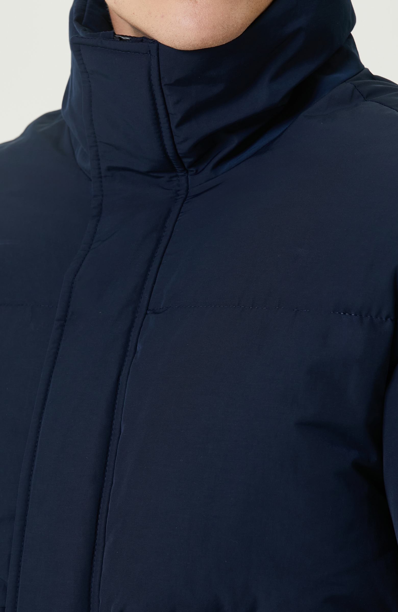 Lacivert  Su İtici Puffer Mont