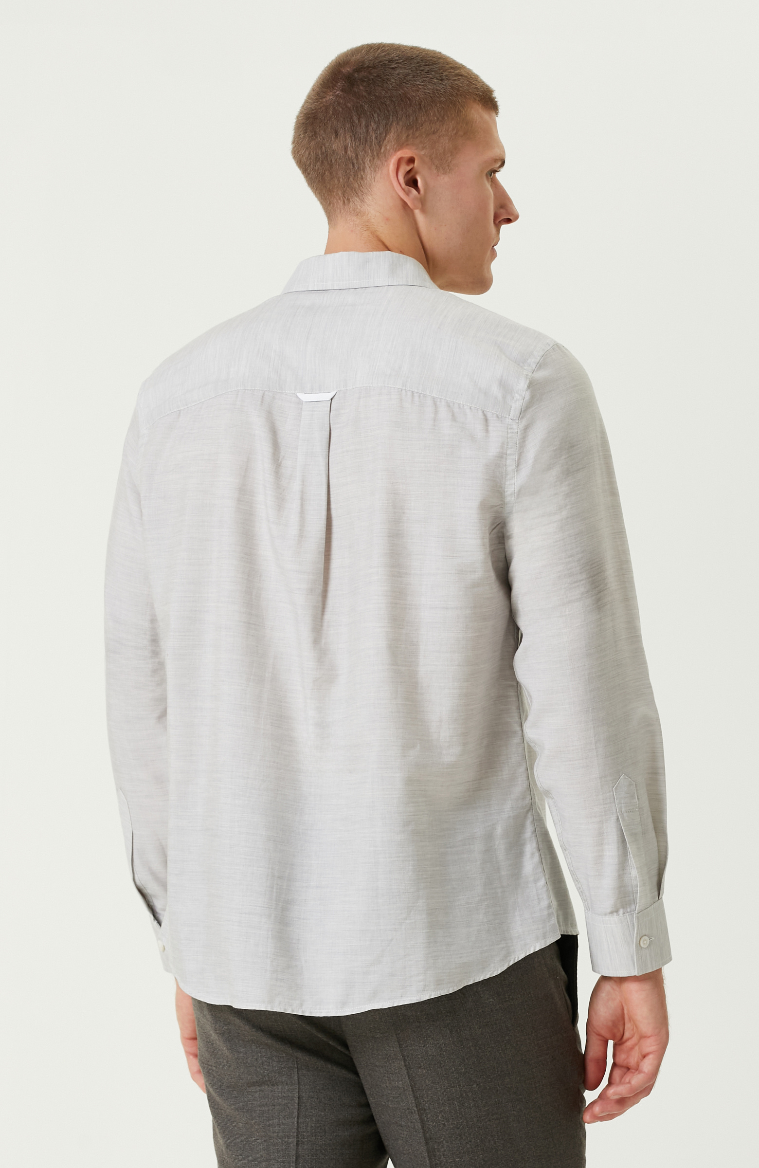 Gri Melanj Comfort Fit Cepli Gömlek