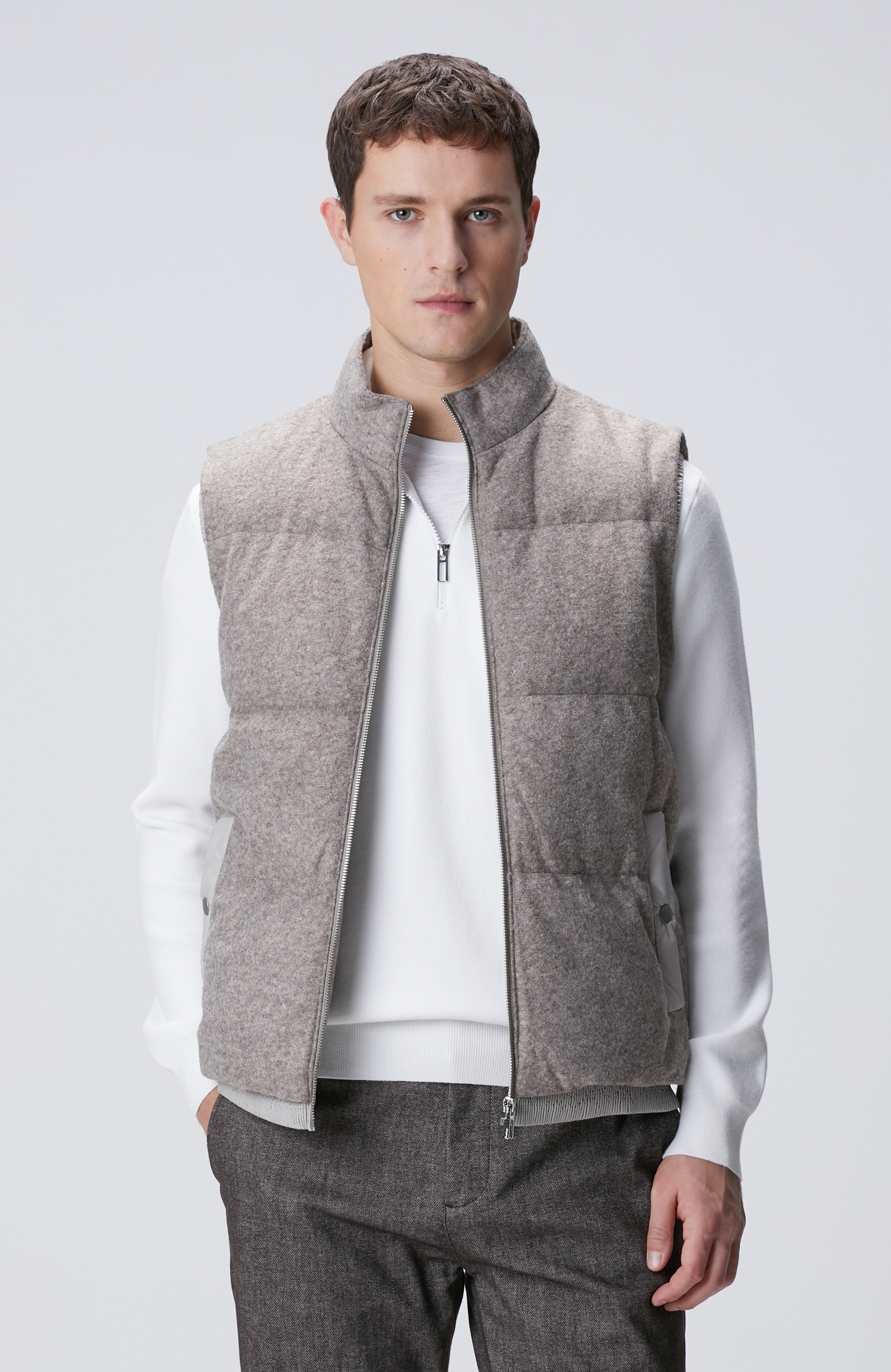 Bej Melanj Yün Karışımlı Yelek