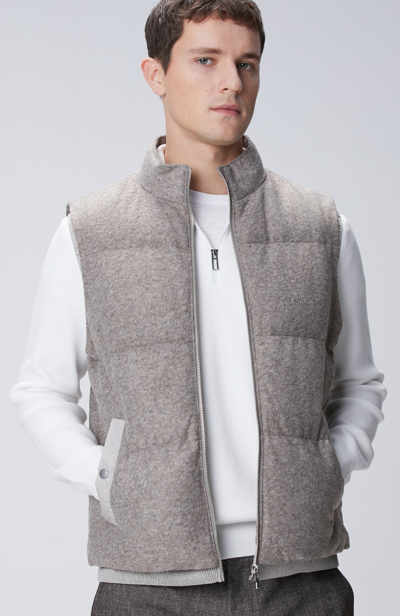 Bej Melanj Yün Karışımlı Yelek