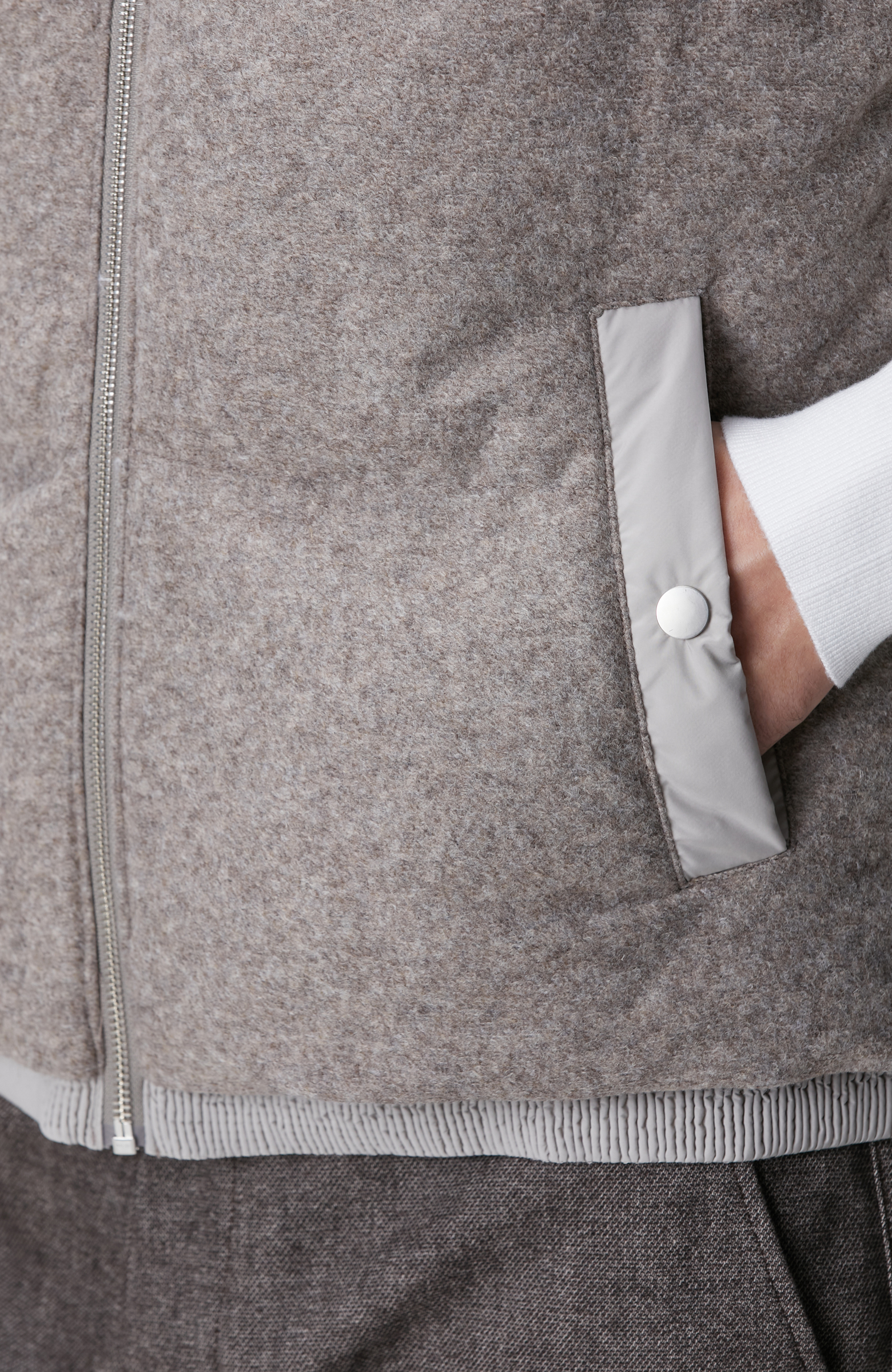 Bej Melanj Yün Karışımlı Yelek