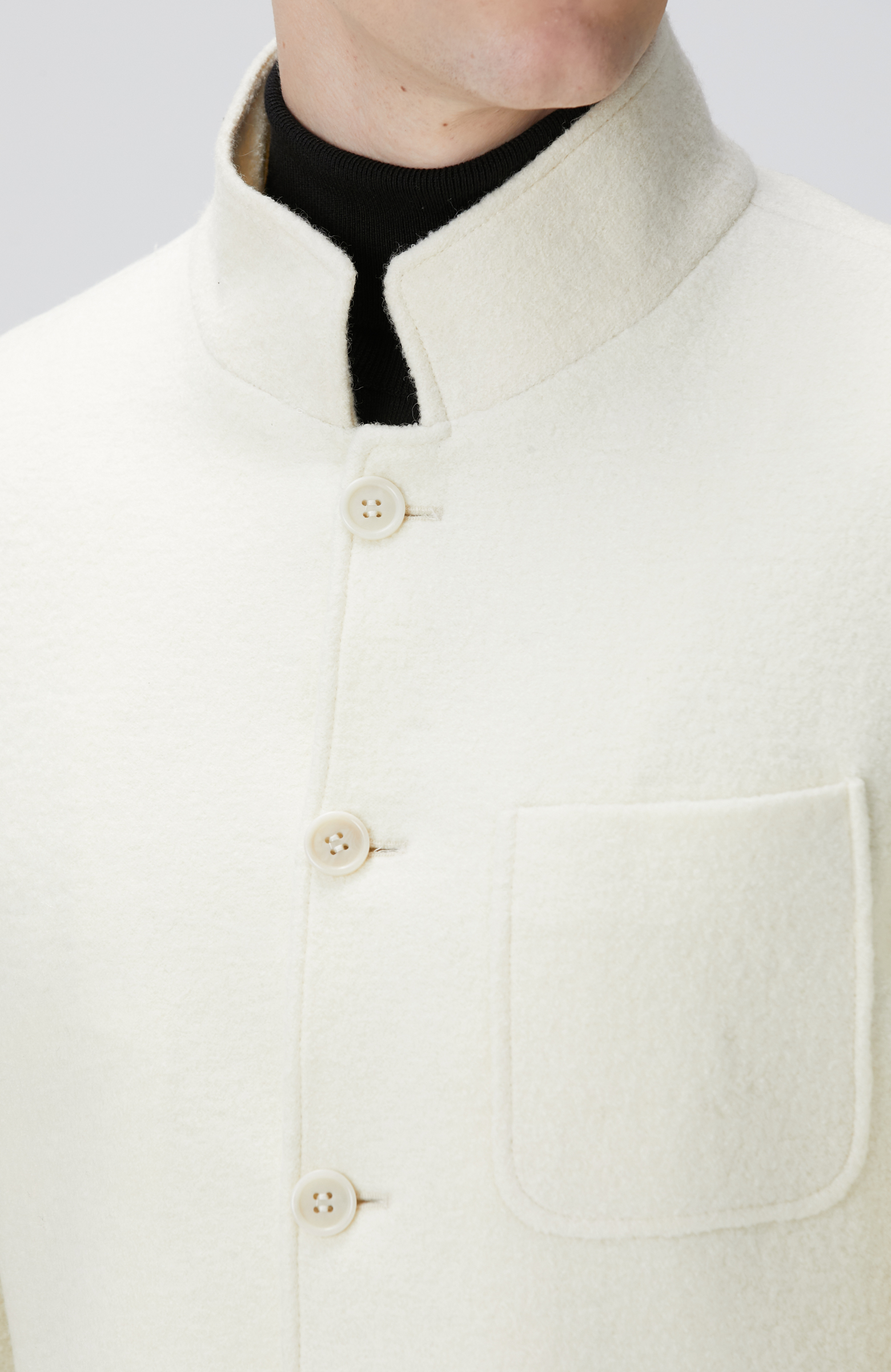 Ekru Yün Örme Ceket