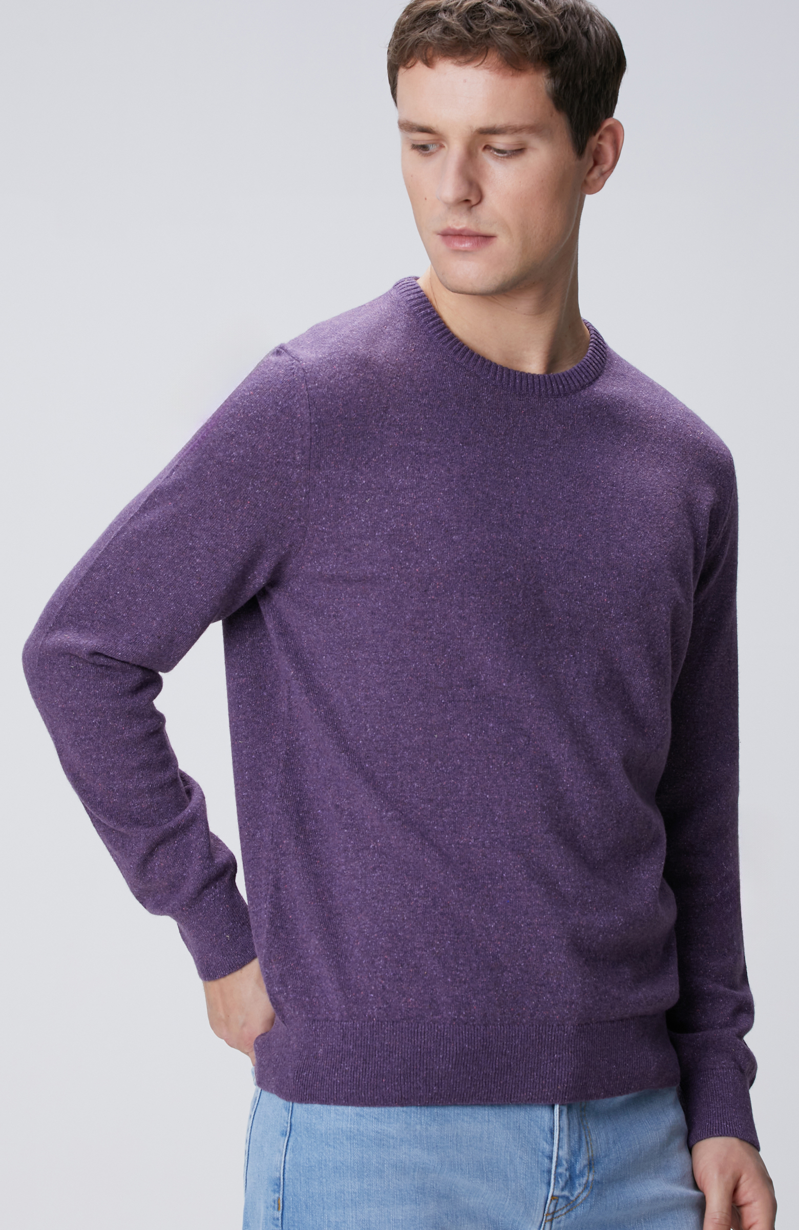 Lila Yün İpek Karışımlı Kazak