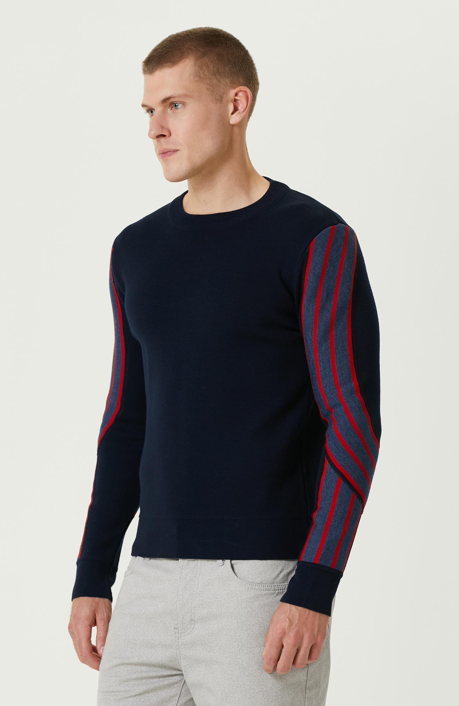 Lacivert Yün Karışımlı Triko Kazak