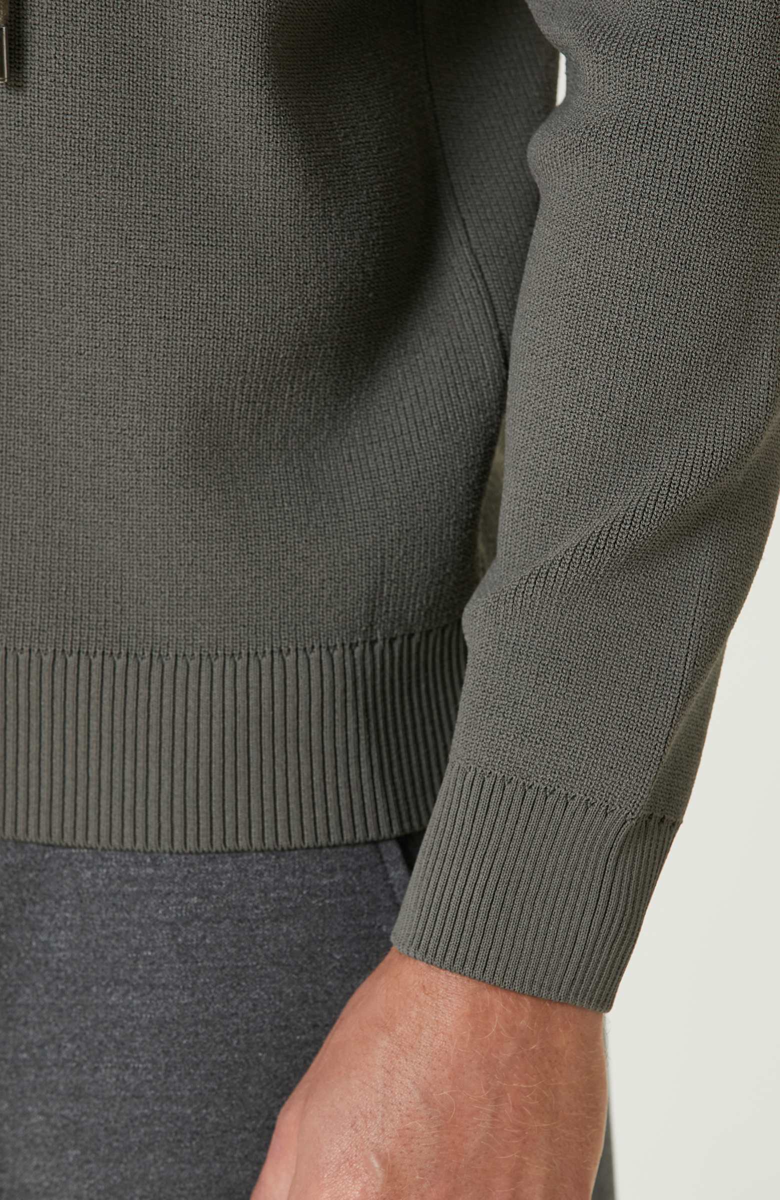 Haki Kapüşonlu Triko Kazak