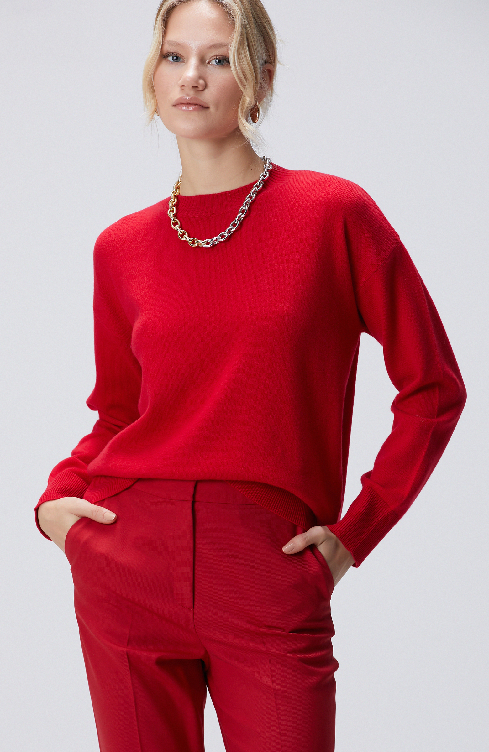 Kırmızı Limited Kaşmir Triko Kazak