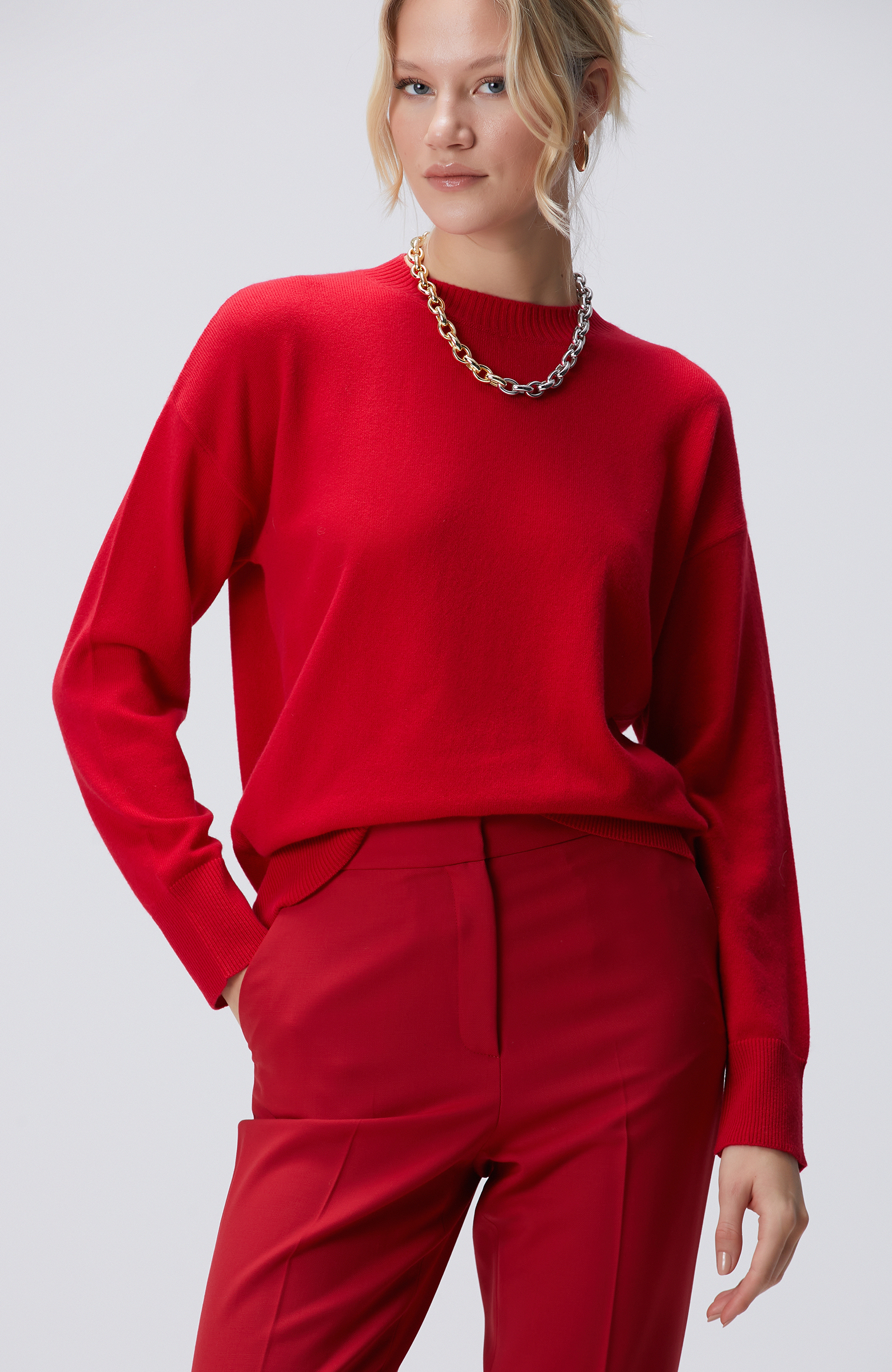 Kırmızı Limited Kaşmir Triko Kazak