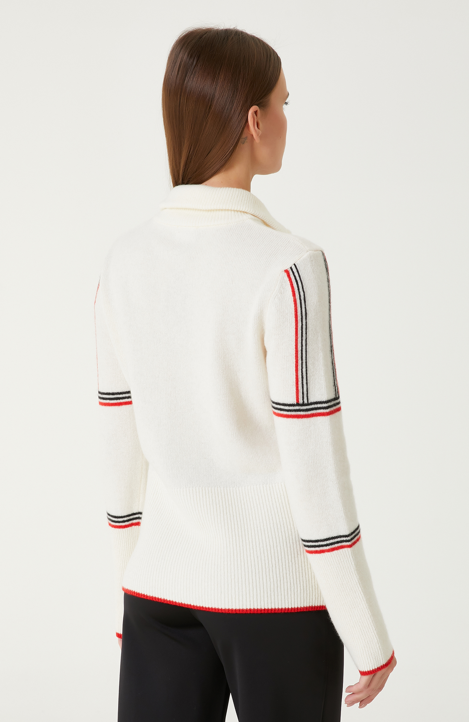 Kırmızı Kırık Beyaz Yün Karışımlı Hırka