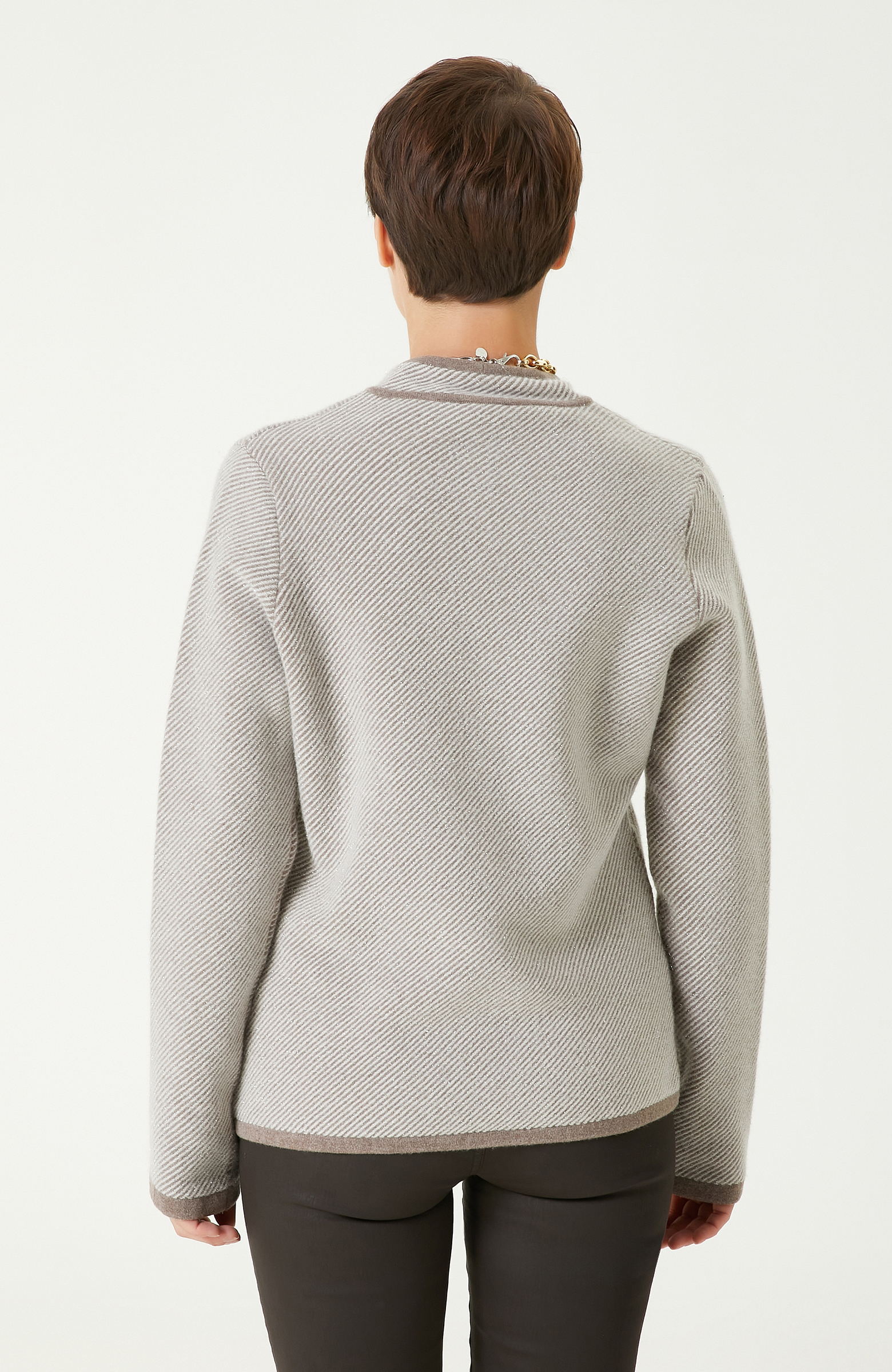 Vizonmelanj Yün Karışımlı Triko Ceket