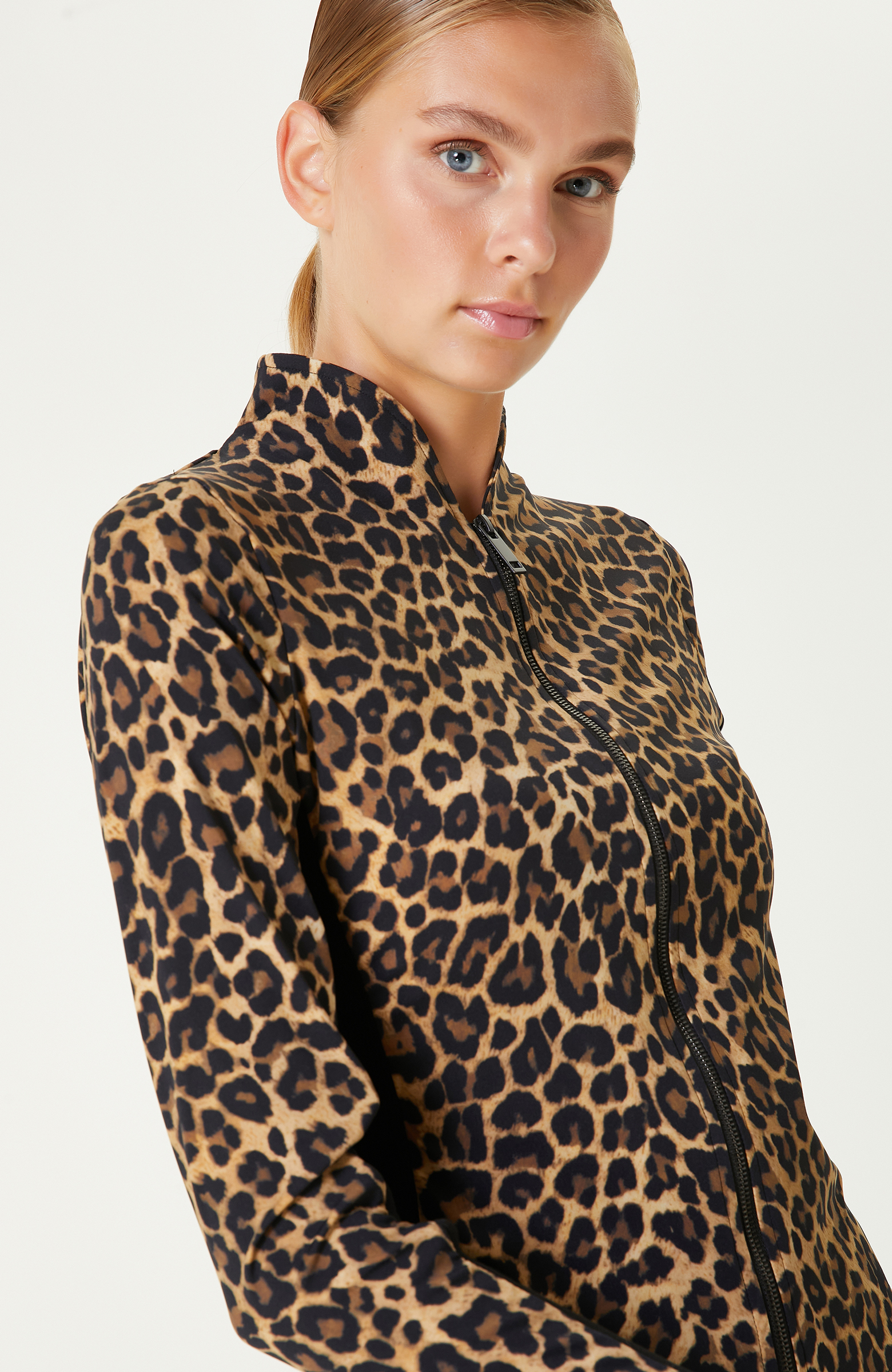 Camel Siyah Leopar Desenli Triko Garnili  Sweatshırt_1