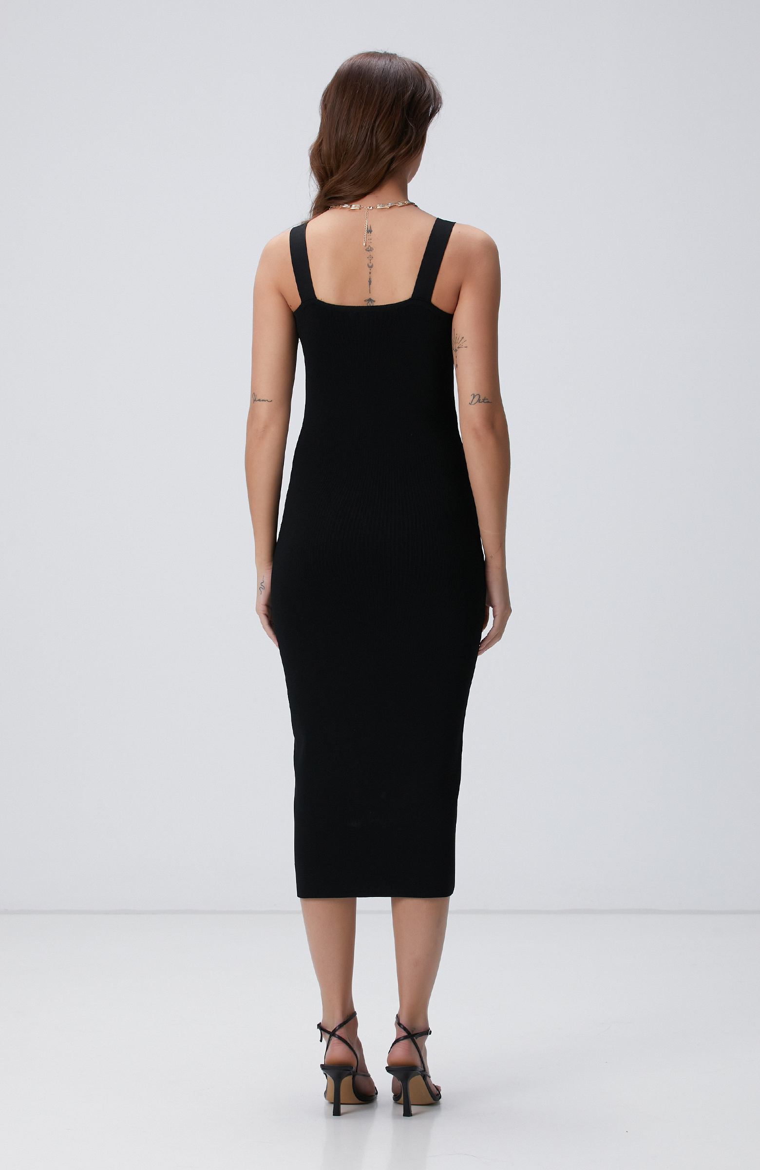 Siyah Midi Triko Elbise