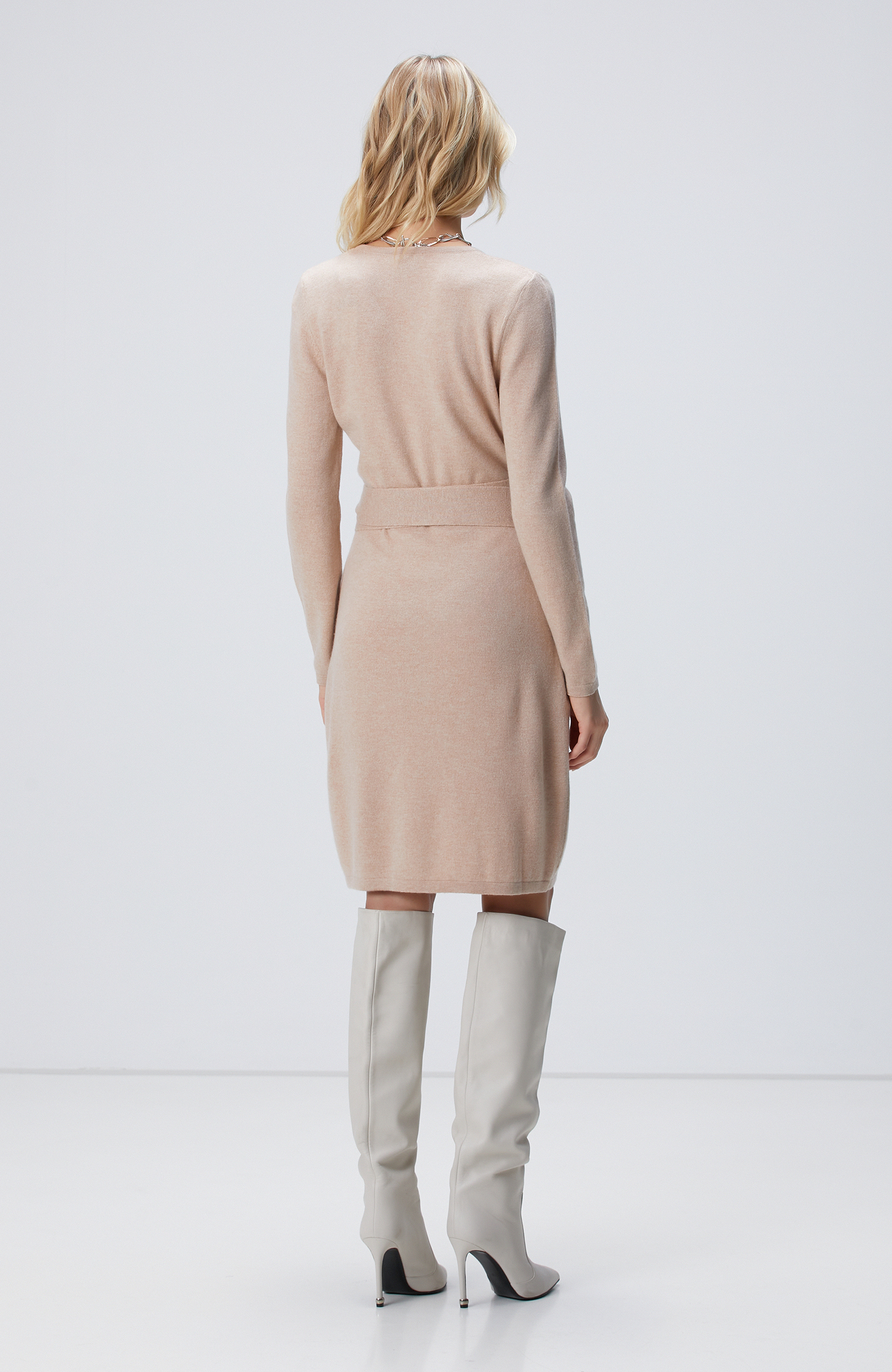 Açık Bej Midi Elbise