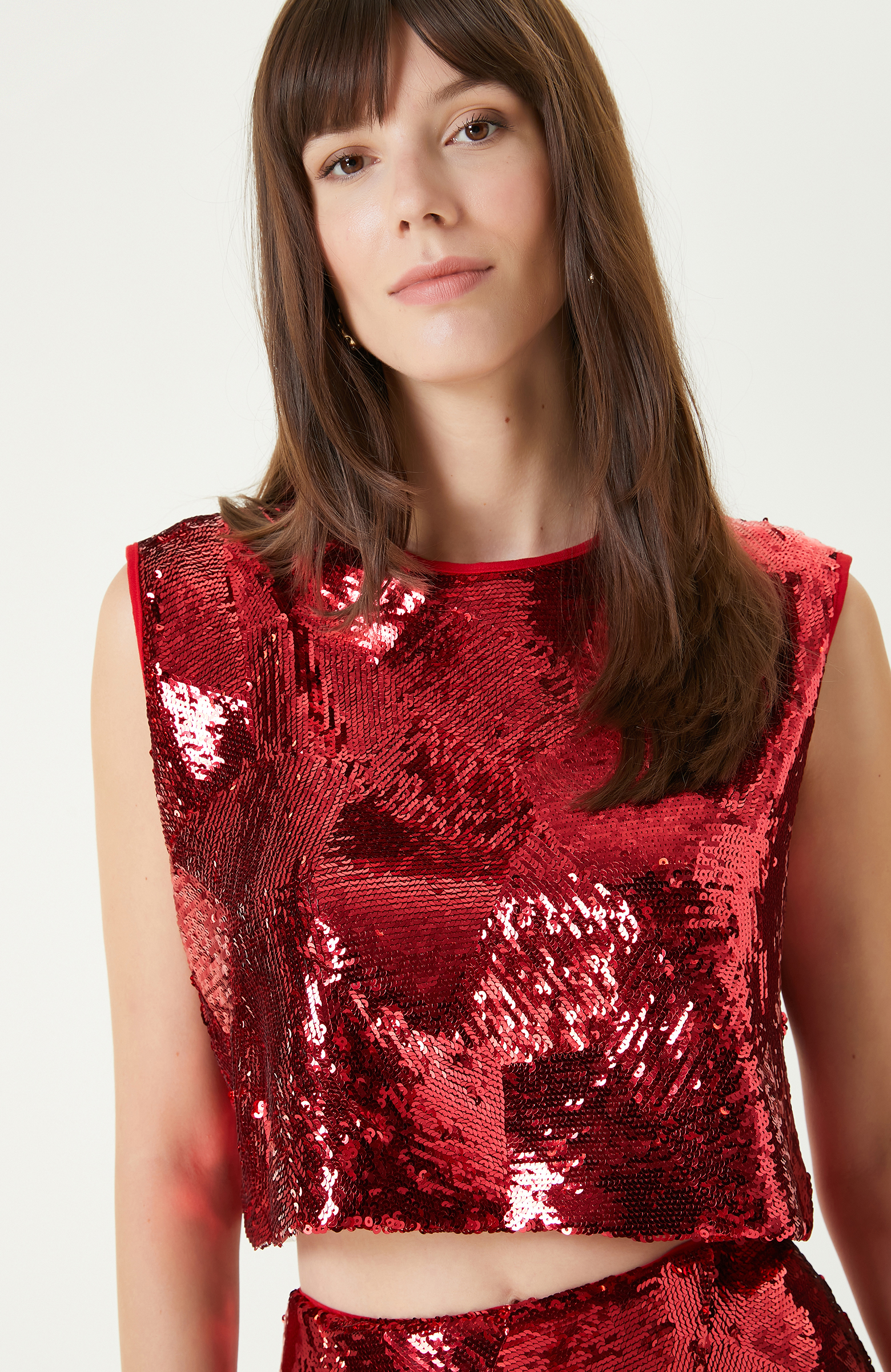 Kırmızı Payetli Bluz