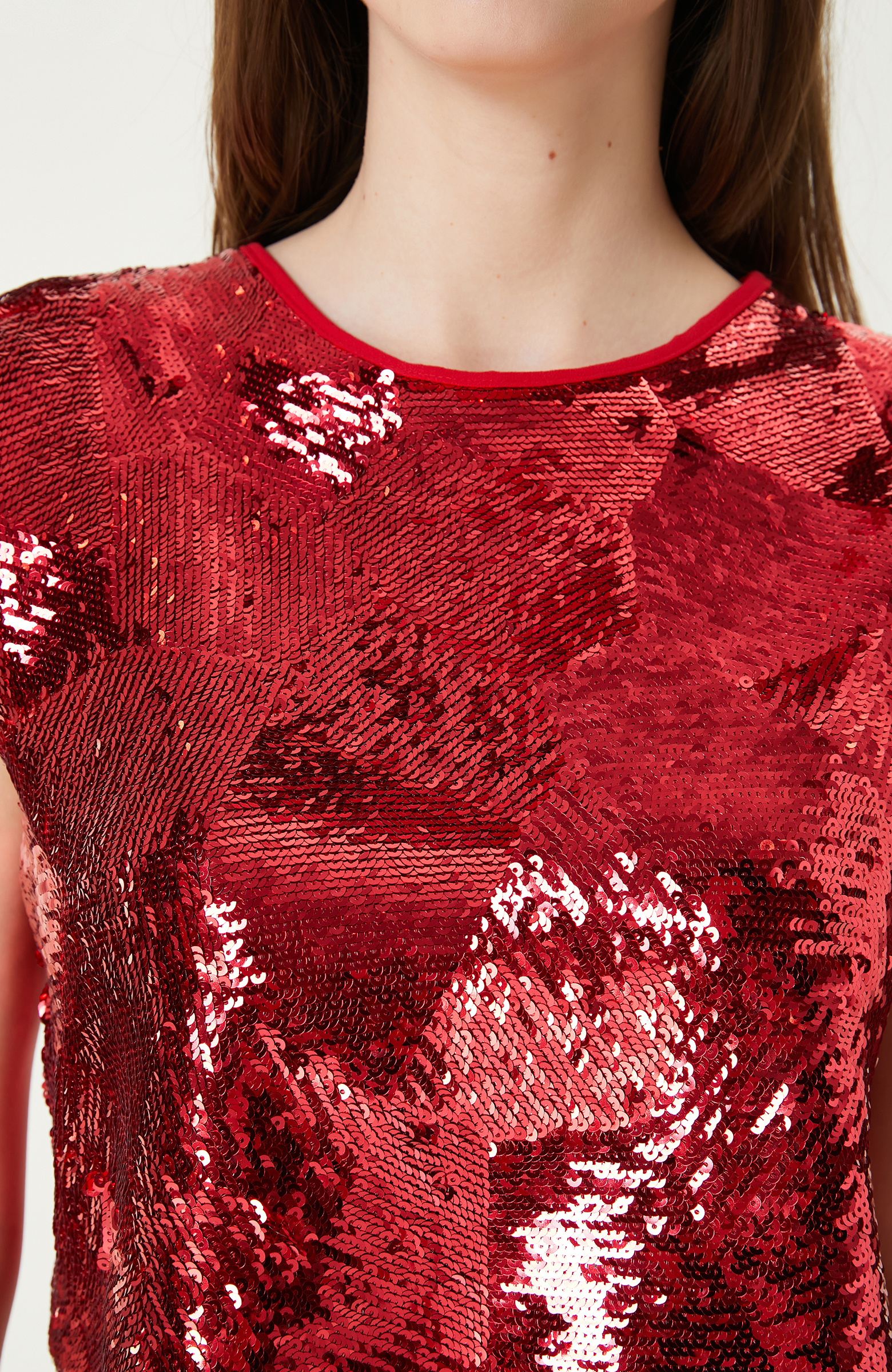 Kırmızı Payetli Bluz