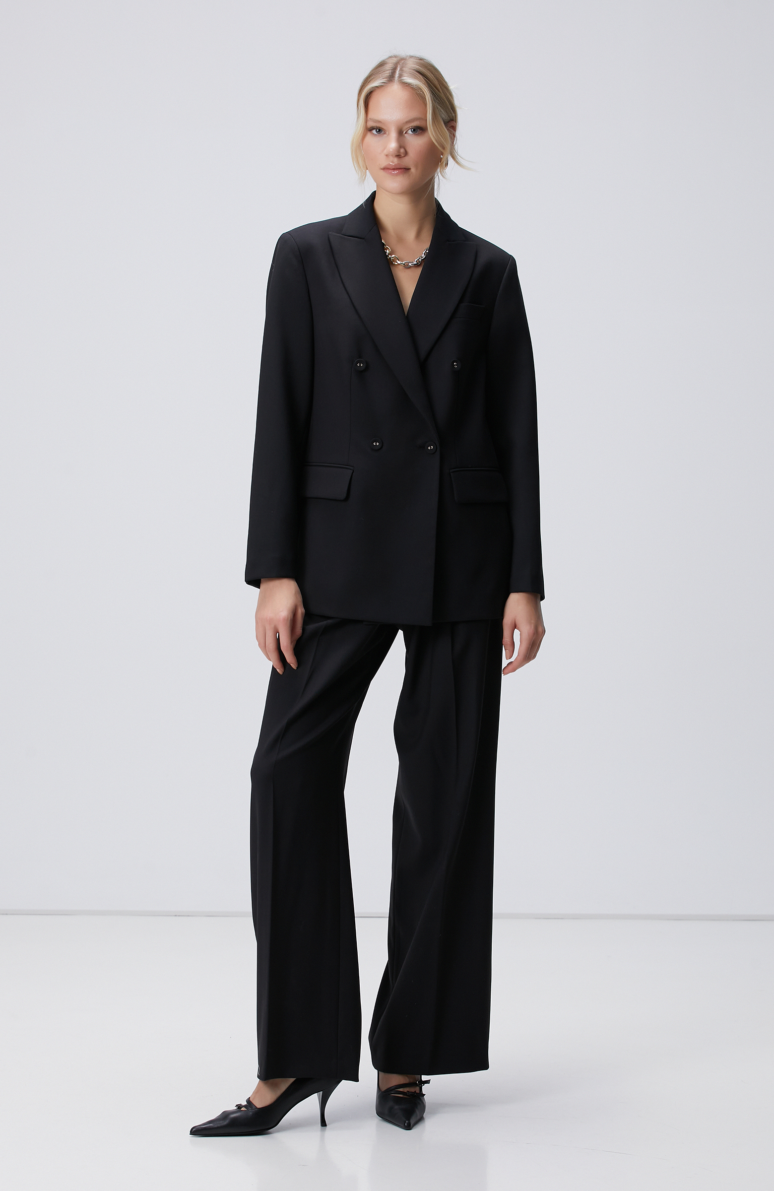 Siyah Yün Karışımlı Ceket