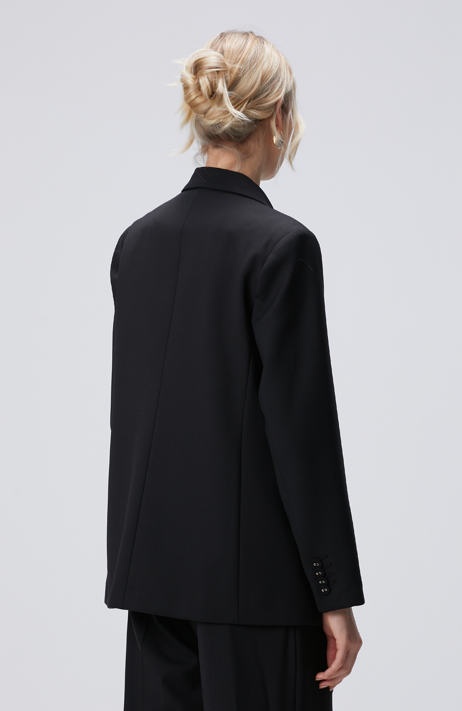 Siyah Yün Karışımlı Ceket