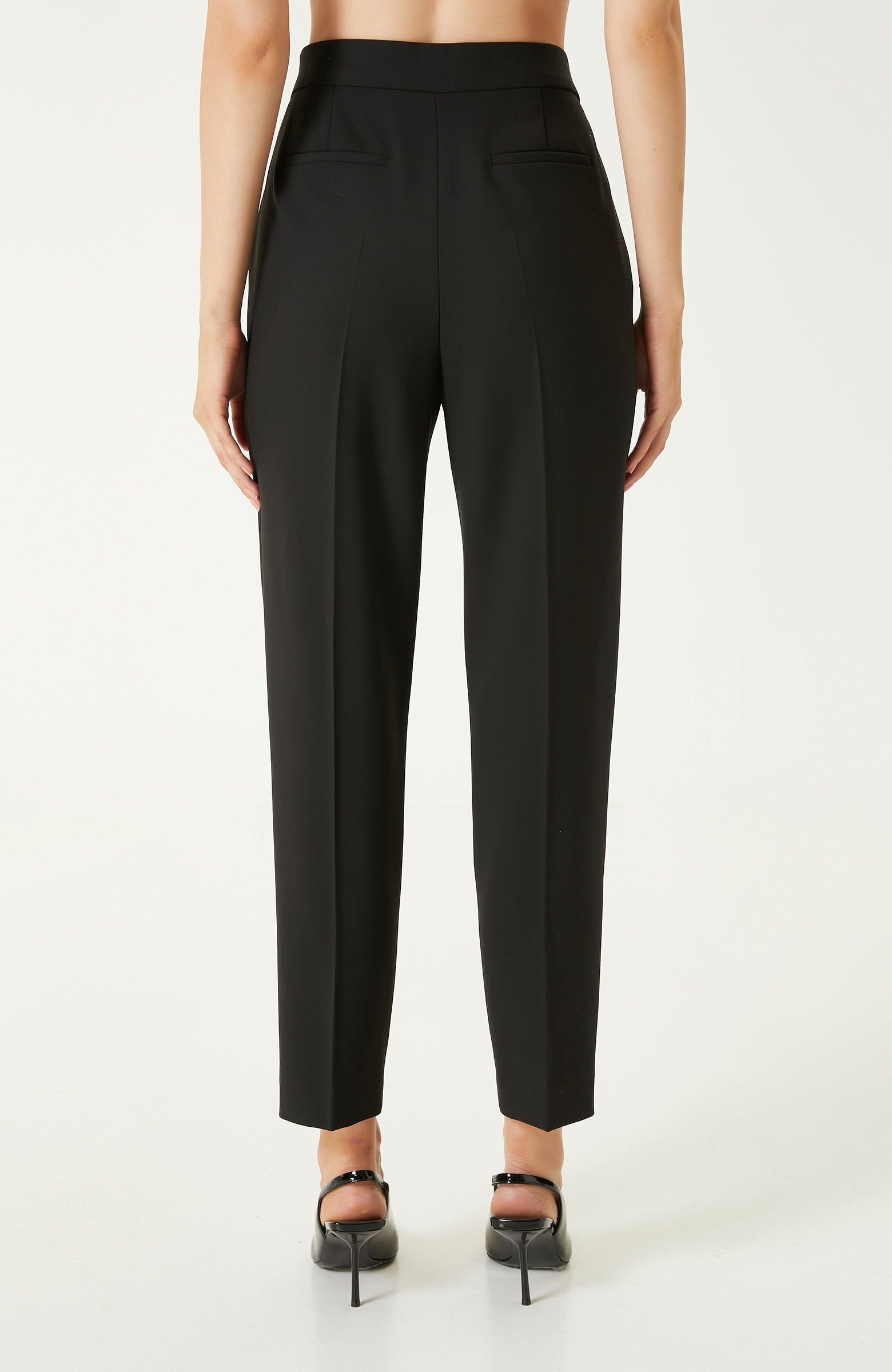 Siyah Yün Karışımlı Pantolon 