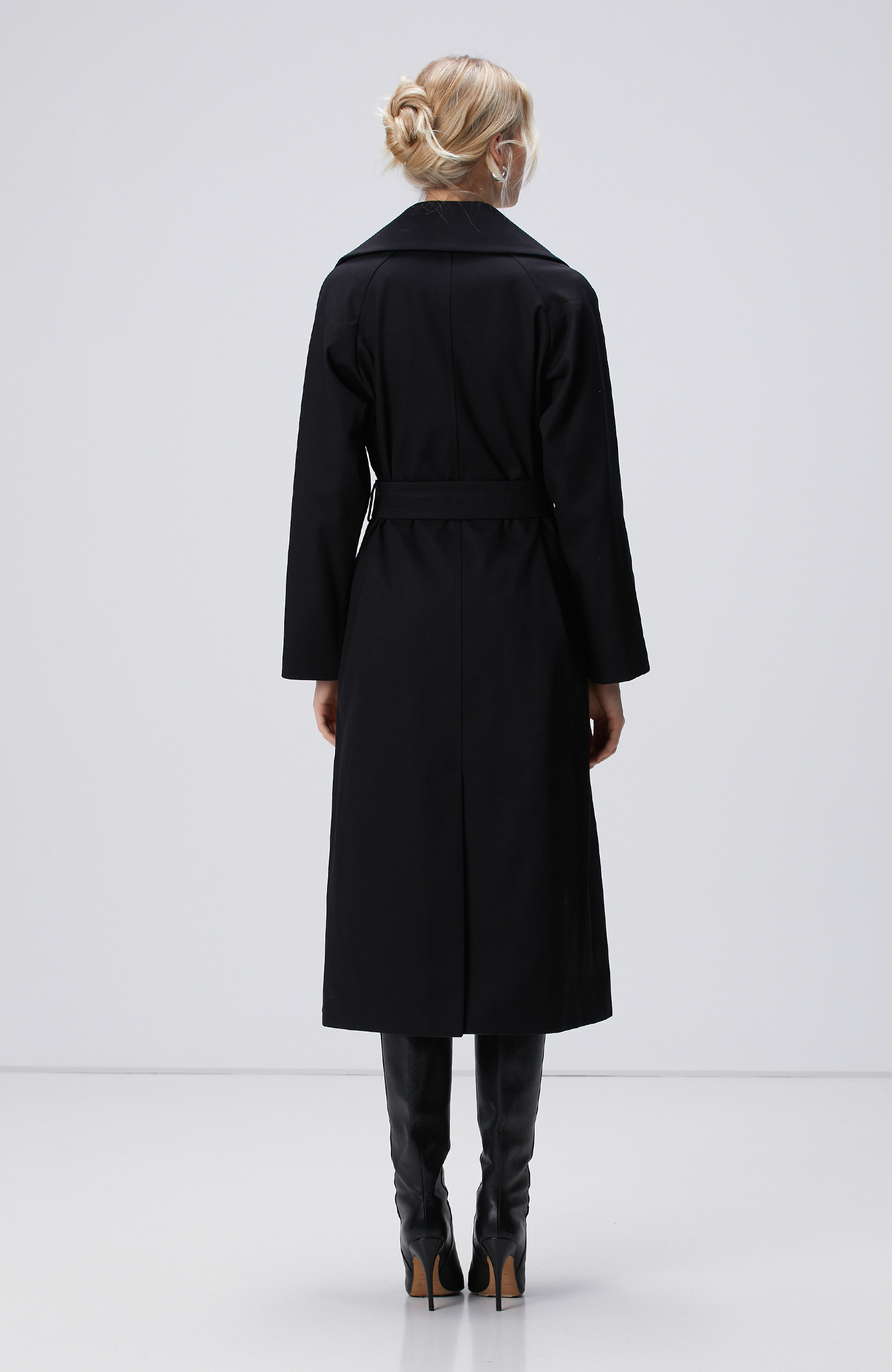 Siyah Kruvaze Trençkot