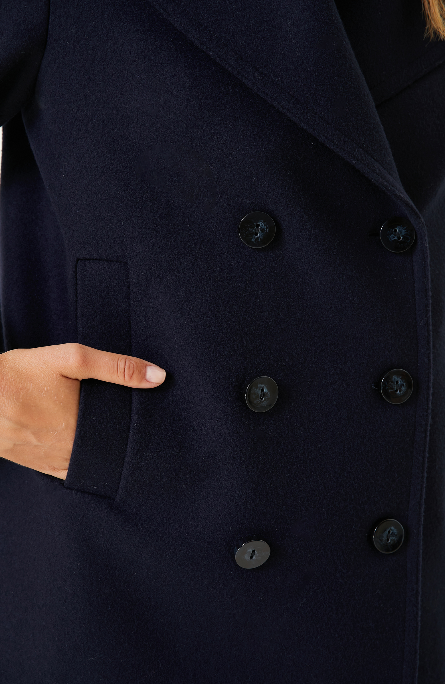 Lacivert Yün Karışımlı Kaban 