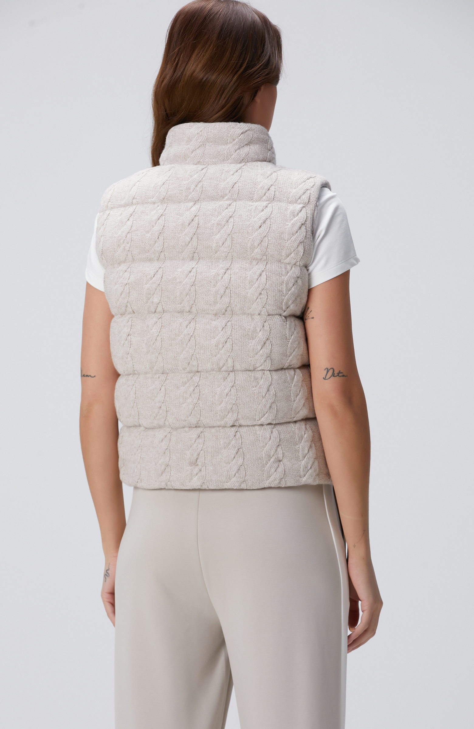 Bej Melanj Triko Yün Yelek