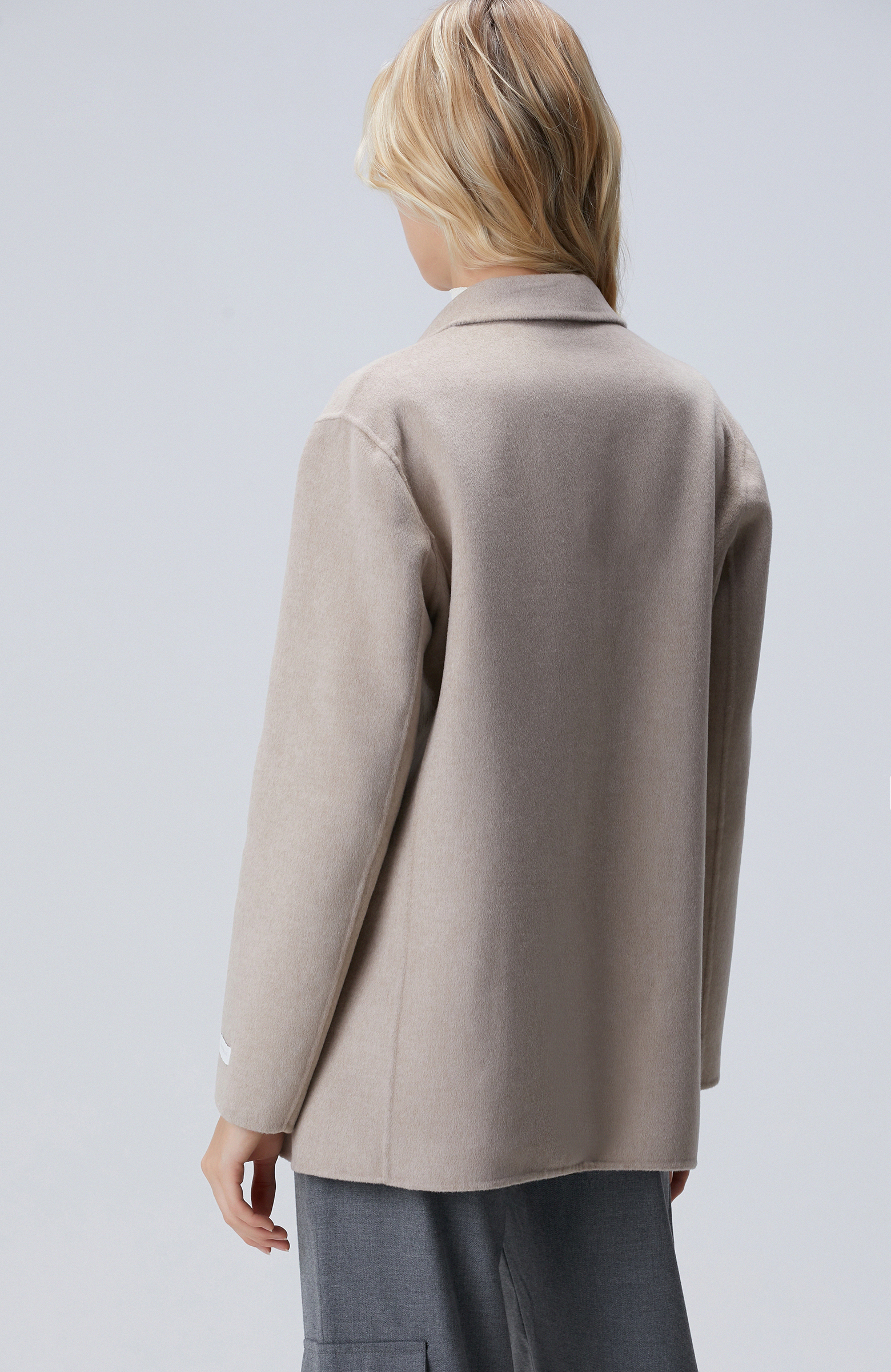 Bej Melanj Yün Karışımlı Handmade Ceket