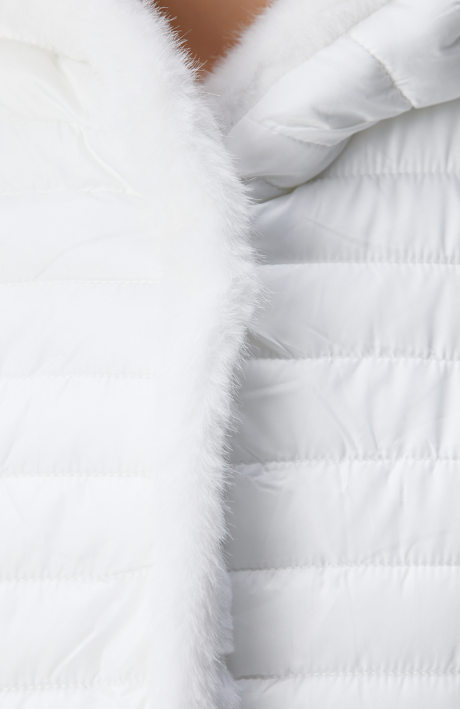 Kırık Beyaz Kapüşonlu Çift Taraflı Kaban