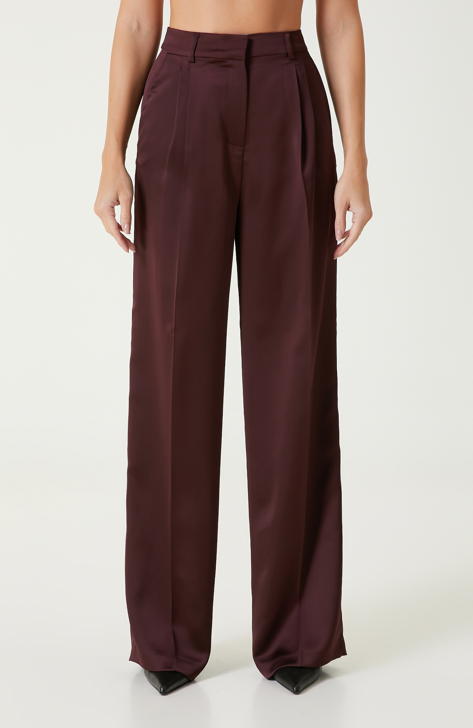 Bordo Saten Pantolon