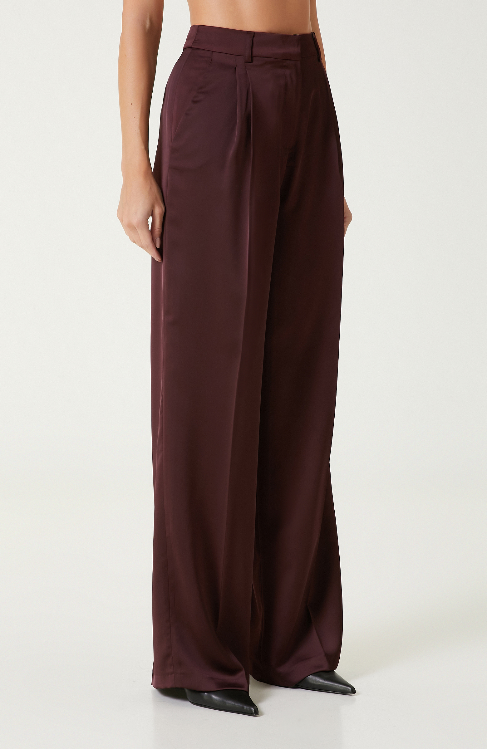 Bordo Saten Pantolon