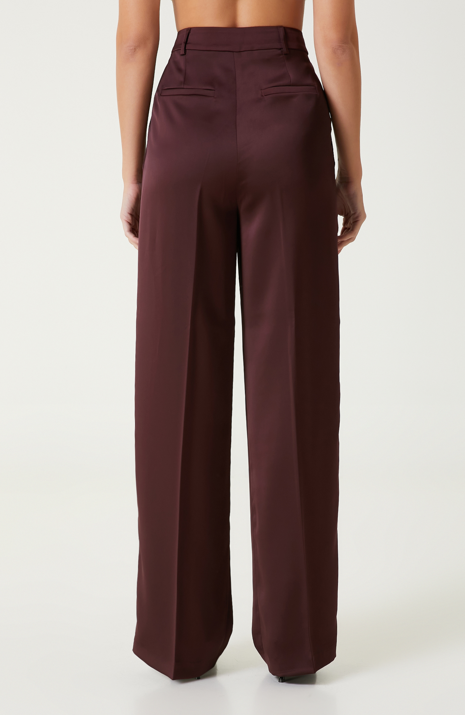 Bordo Saten Pantolon