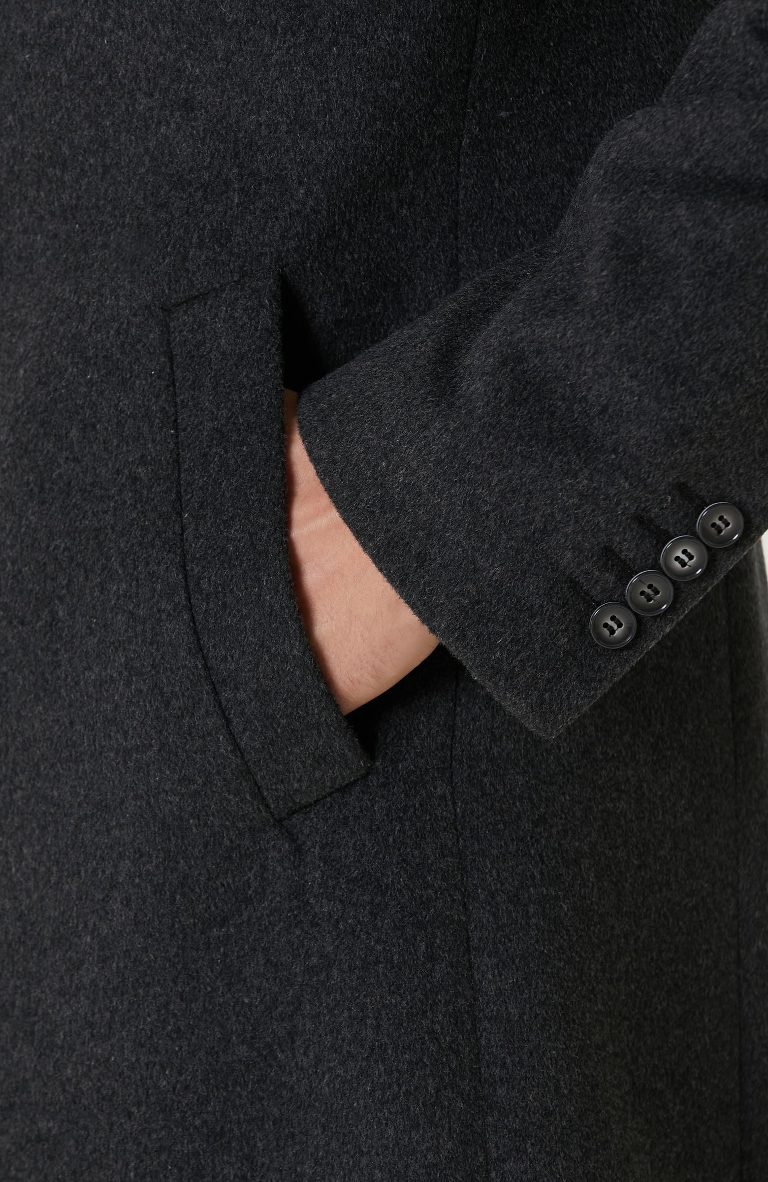 Antrasit Yün Karışımlı Palto