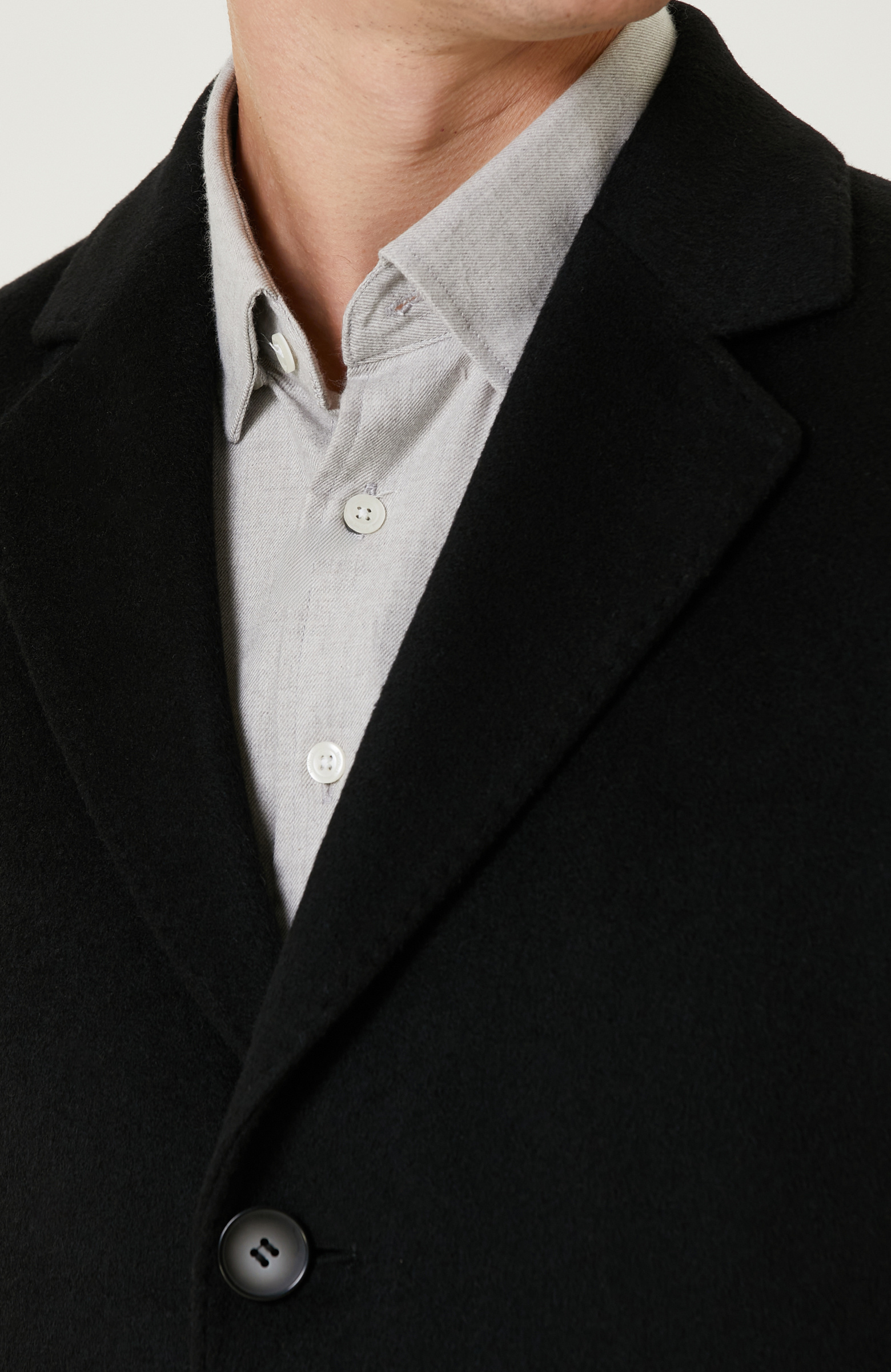 Siyah Yün Karışımlı Palto