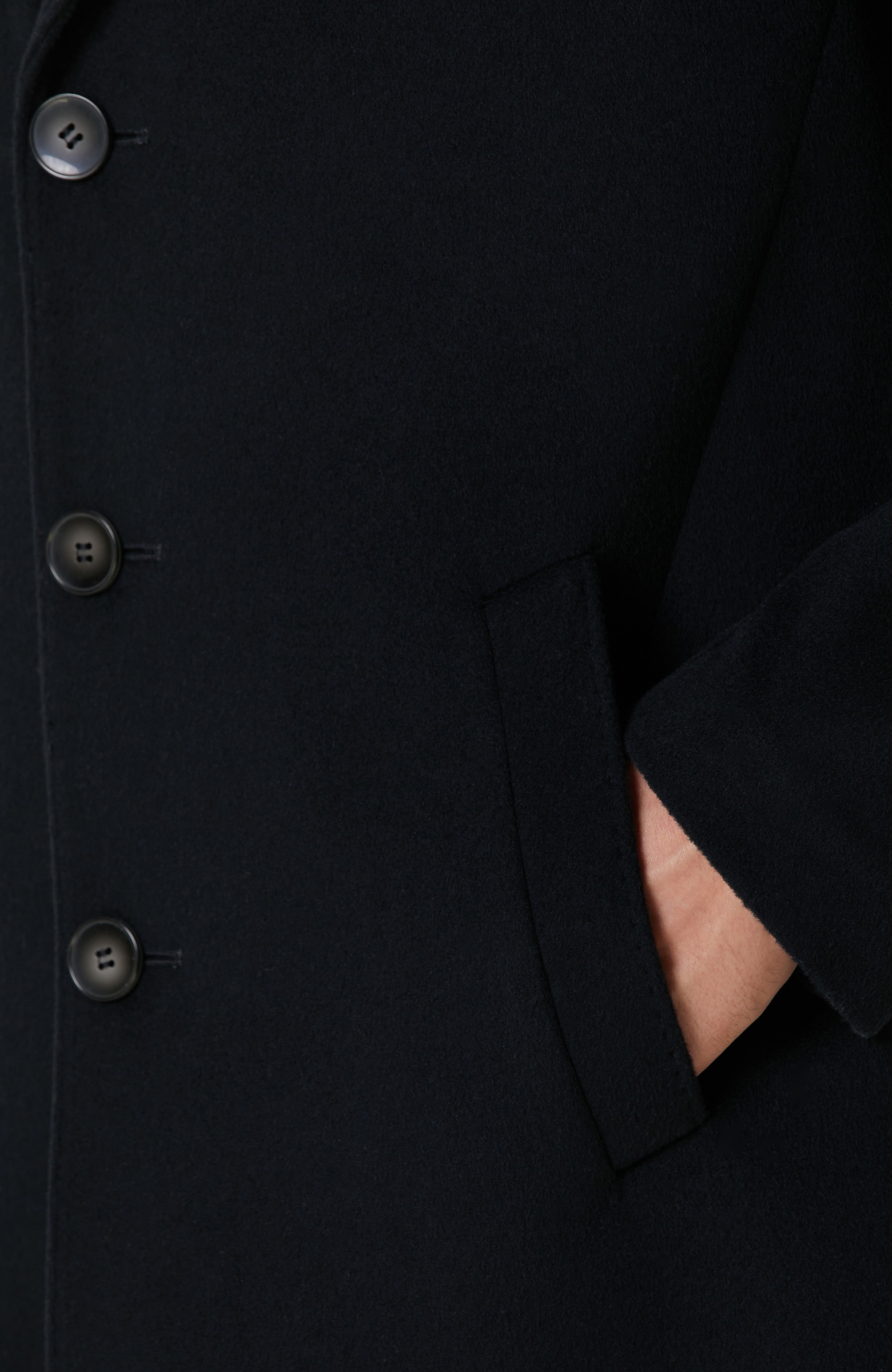 Lacivert Yün Karışımlı Palto