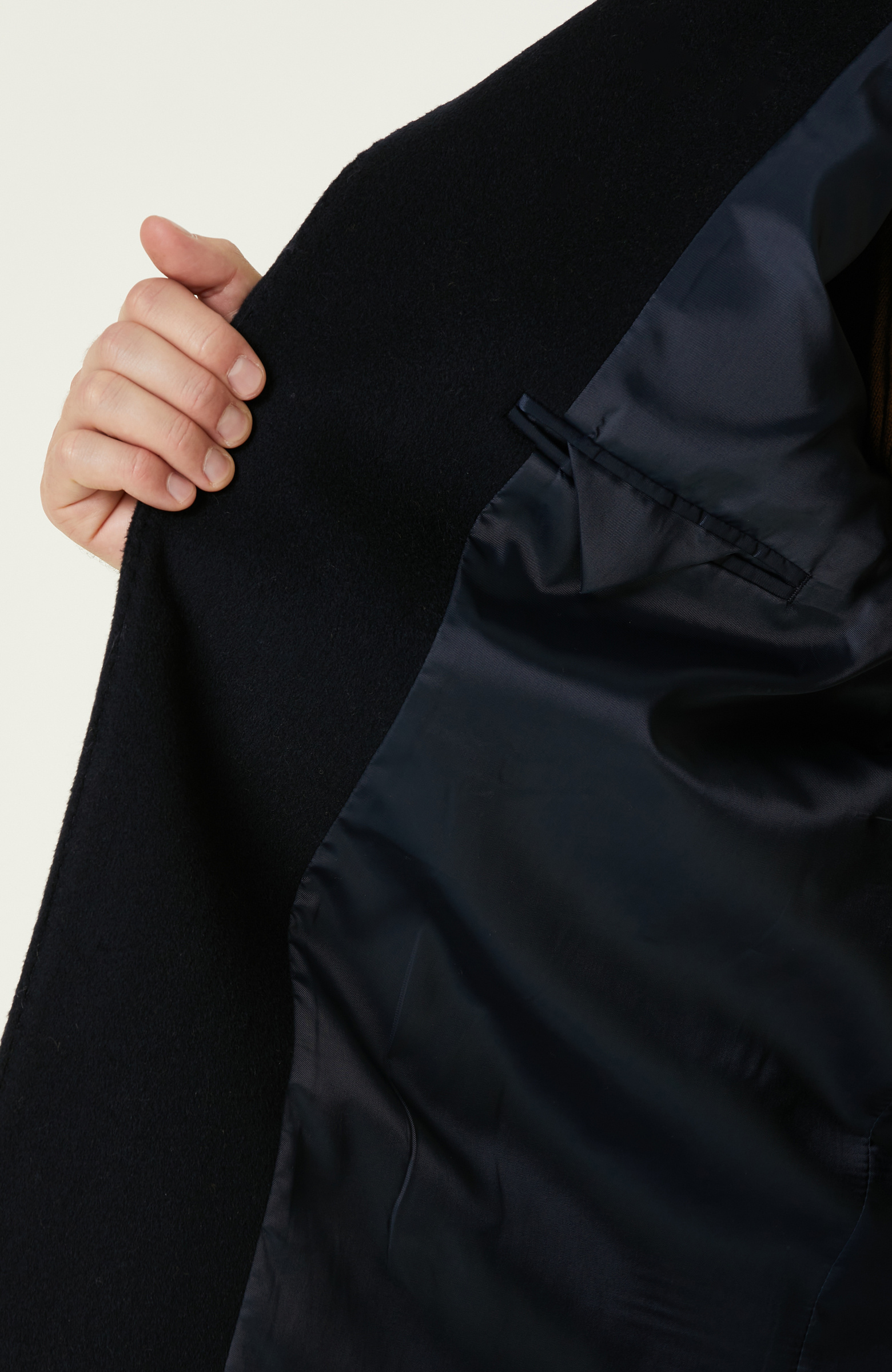 Lacivert Yün Karışımlı Palto