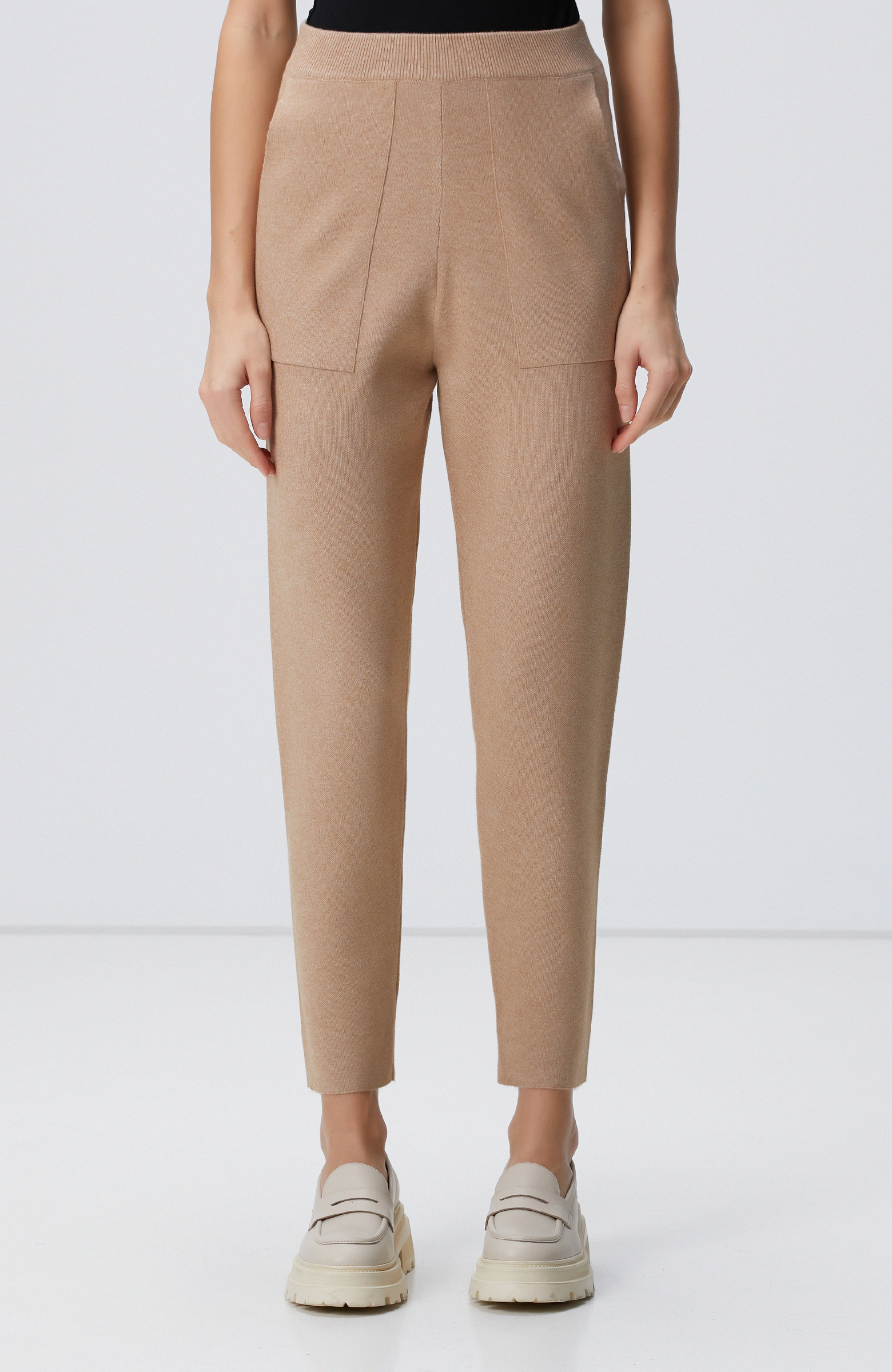 Camel Örgü Triko Pantolon