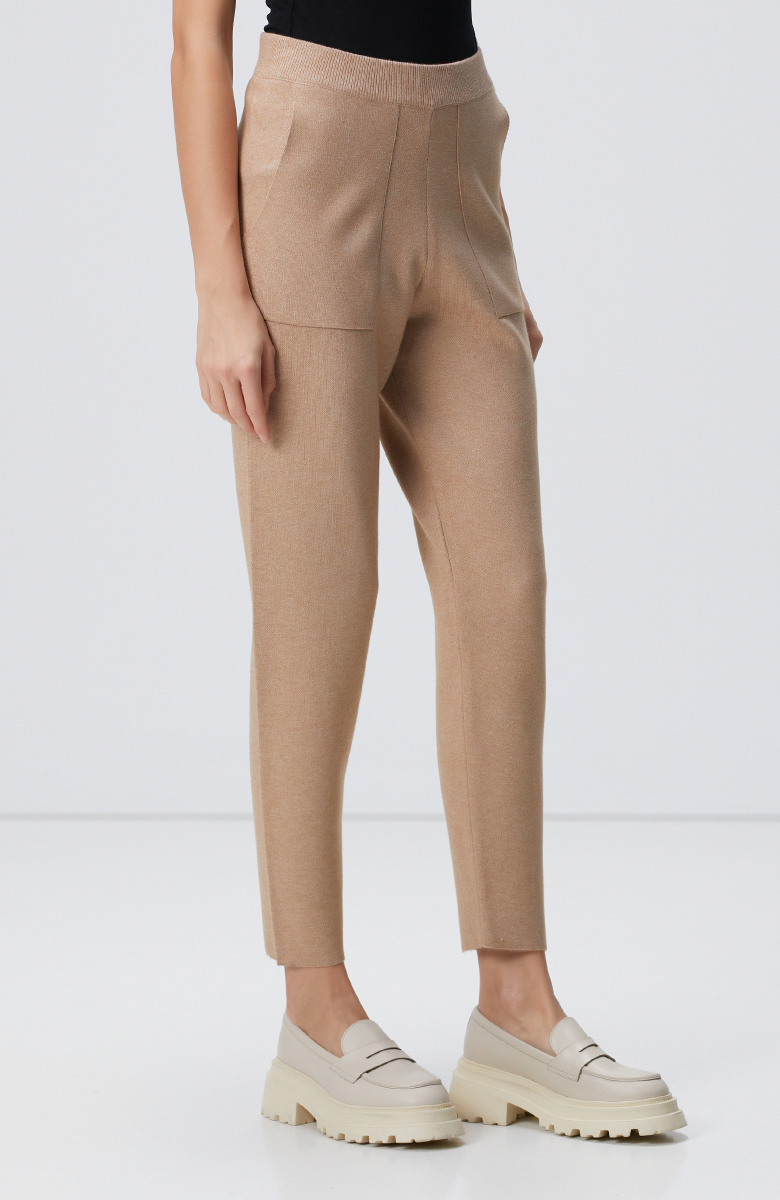 Camel Örgü Triko Pantolon