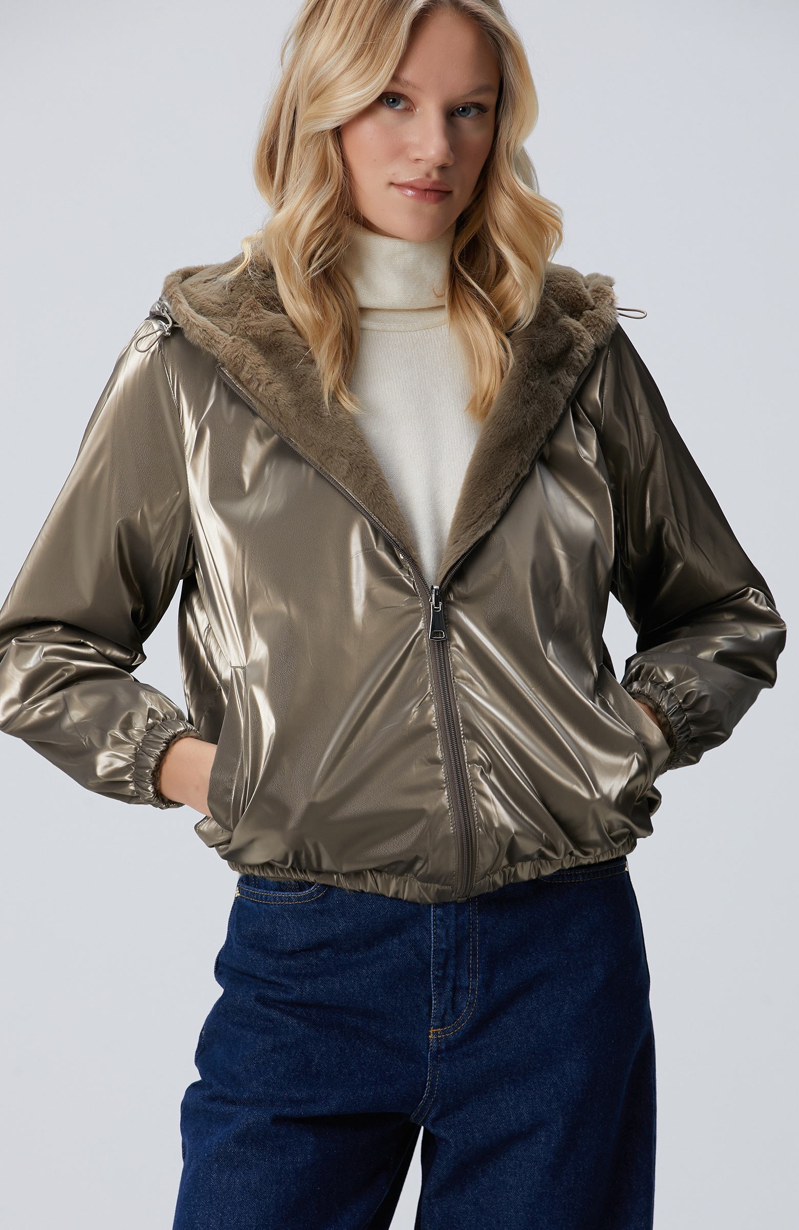 Haki Suni Kürk Mont