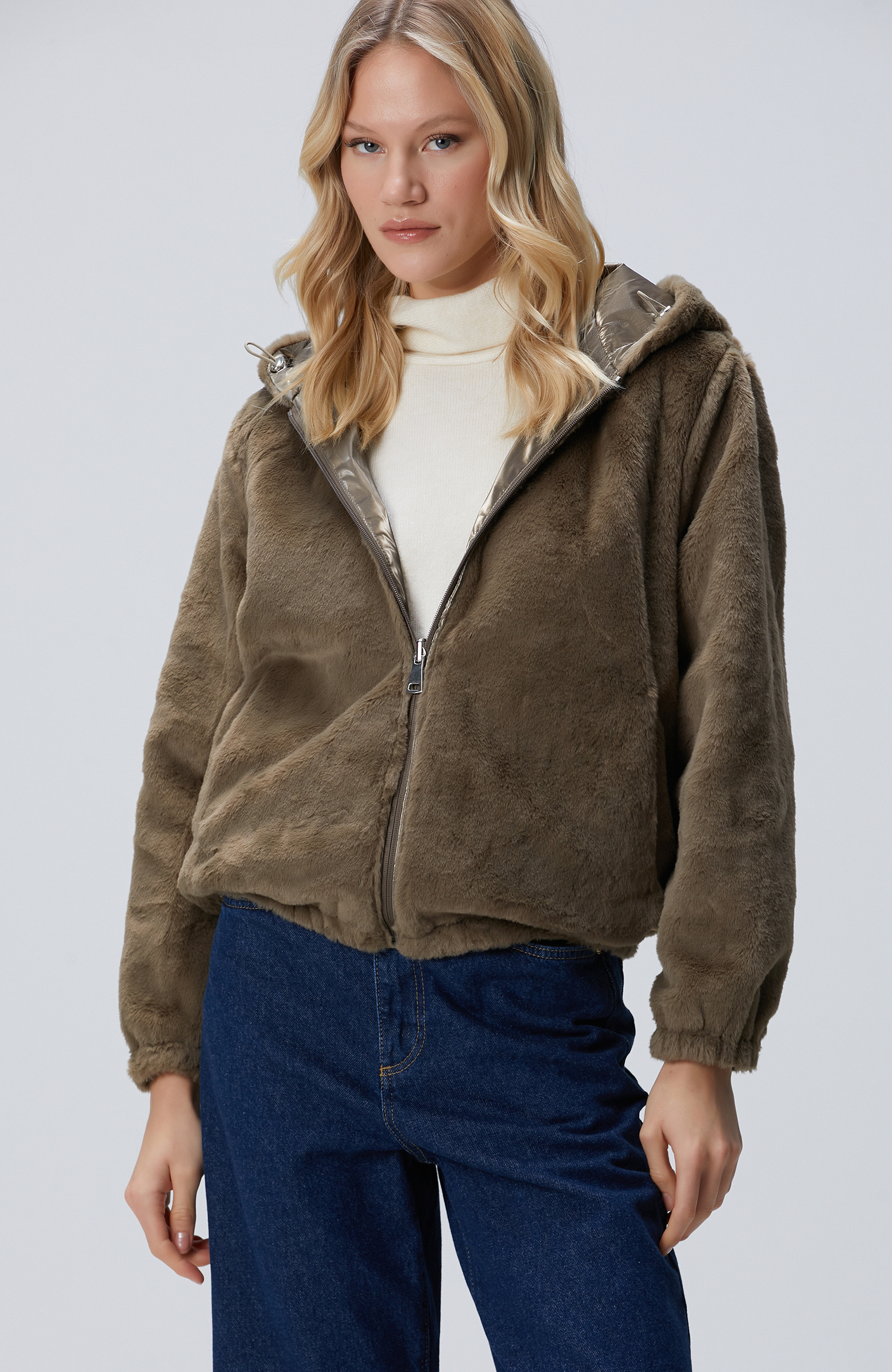 Haki Suni Kürk Mont