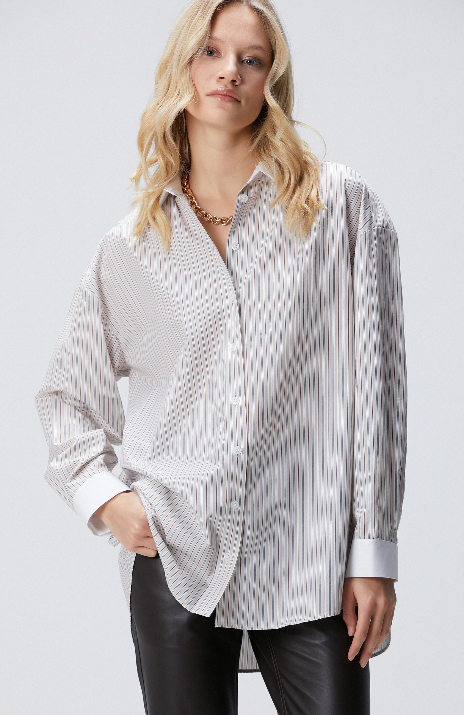 Bej Çizgili Gömlek