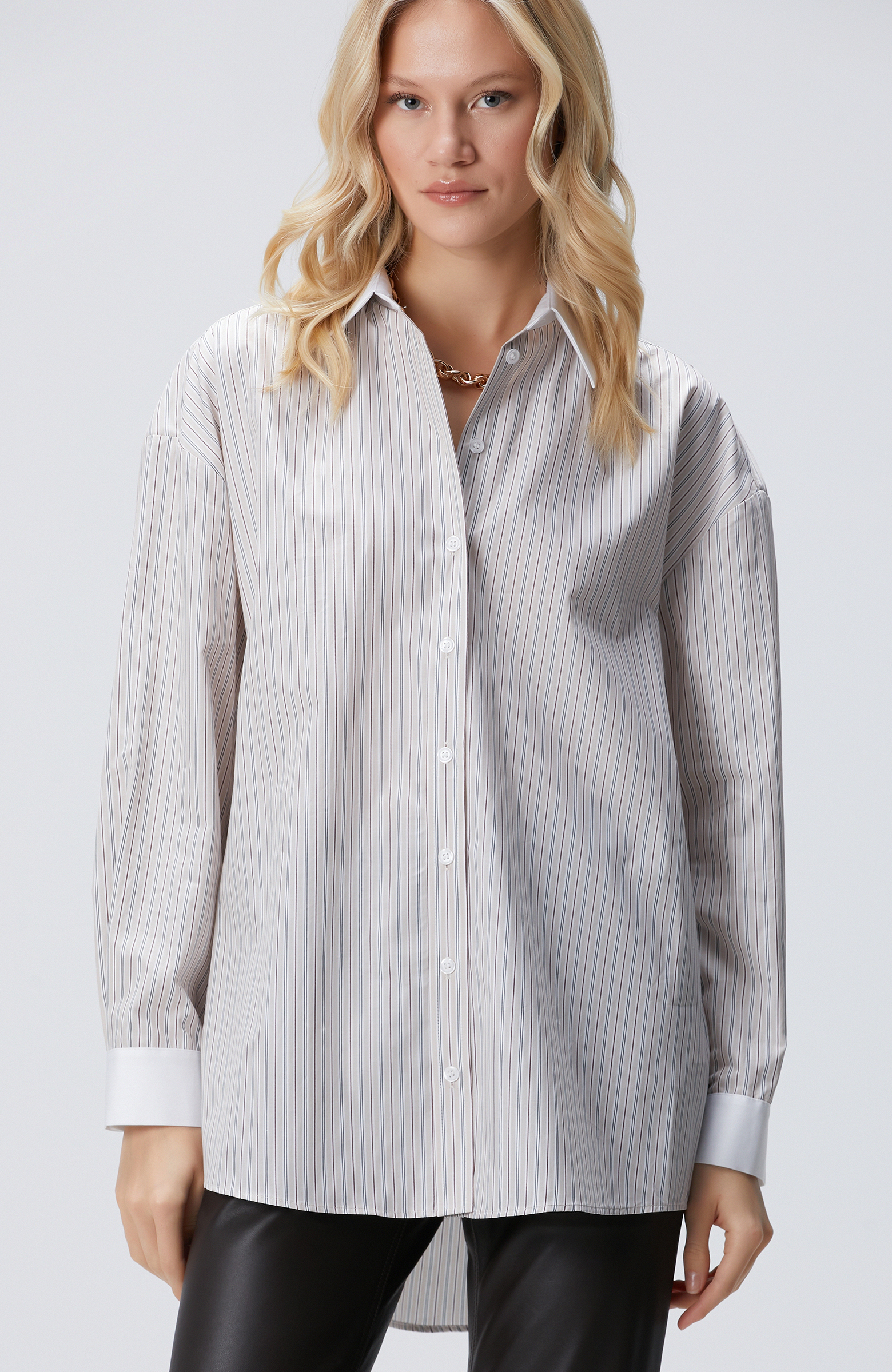 Bej Çizgili Gömlek