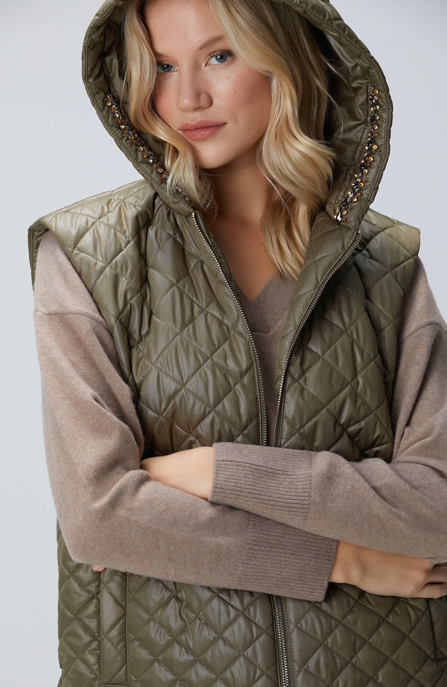 Haki Kapitoneli Casual Yelek