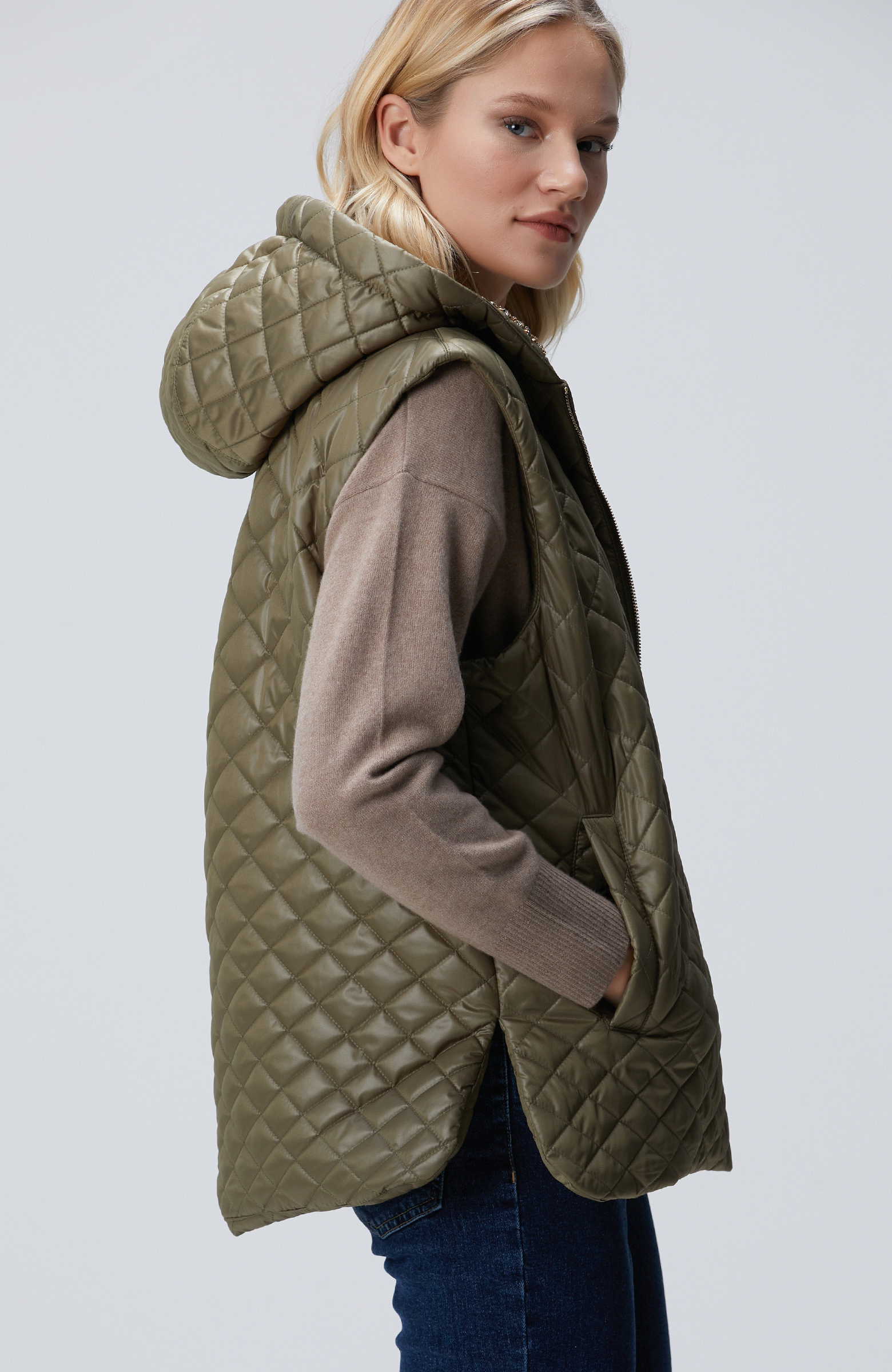 Haki Kapitoneli Casual Yelek