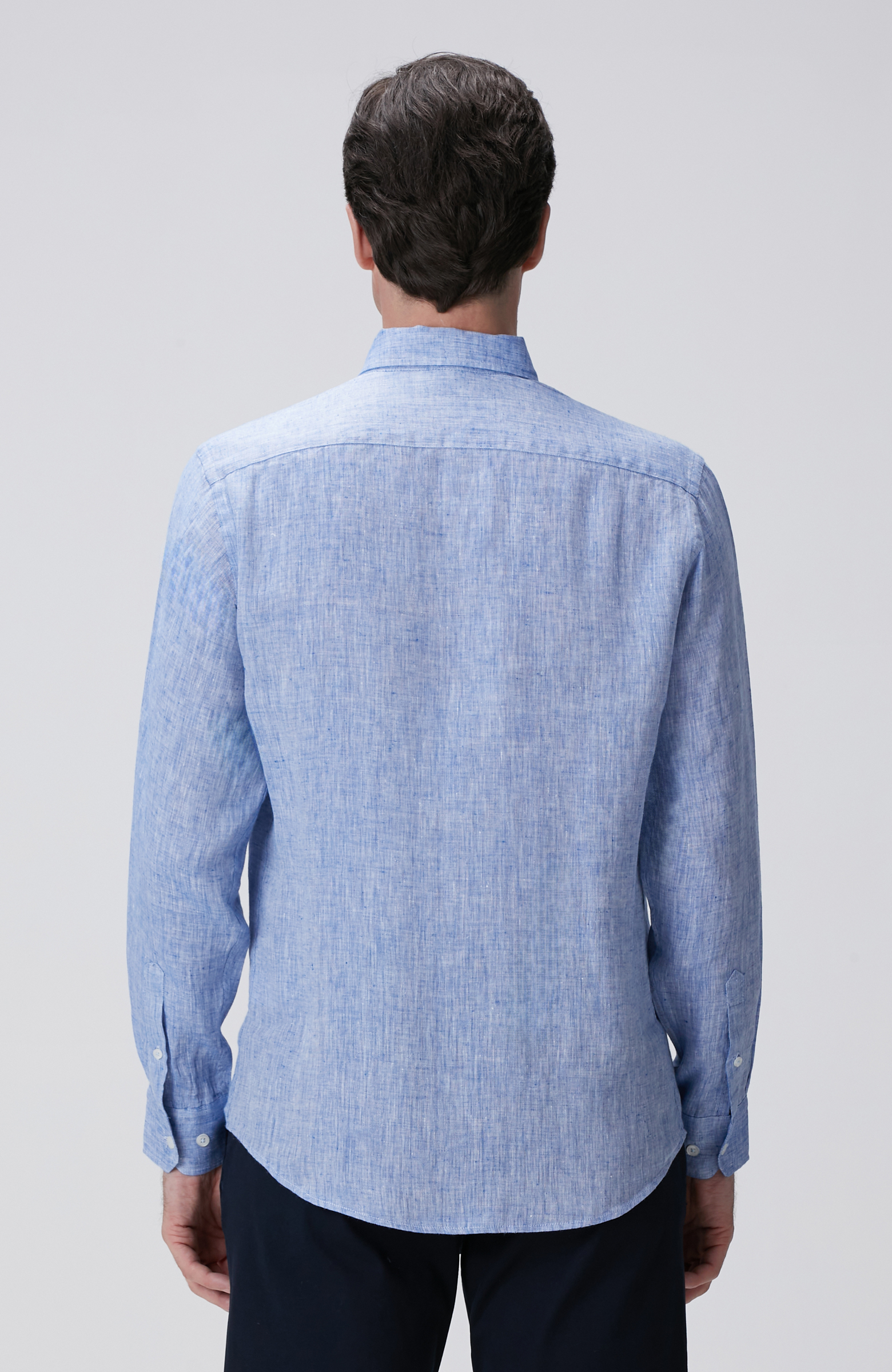 Açık Mavi Keten Gömlek