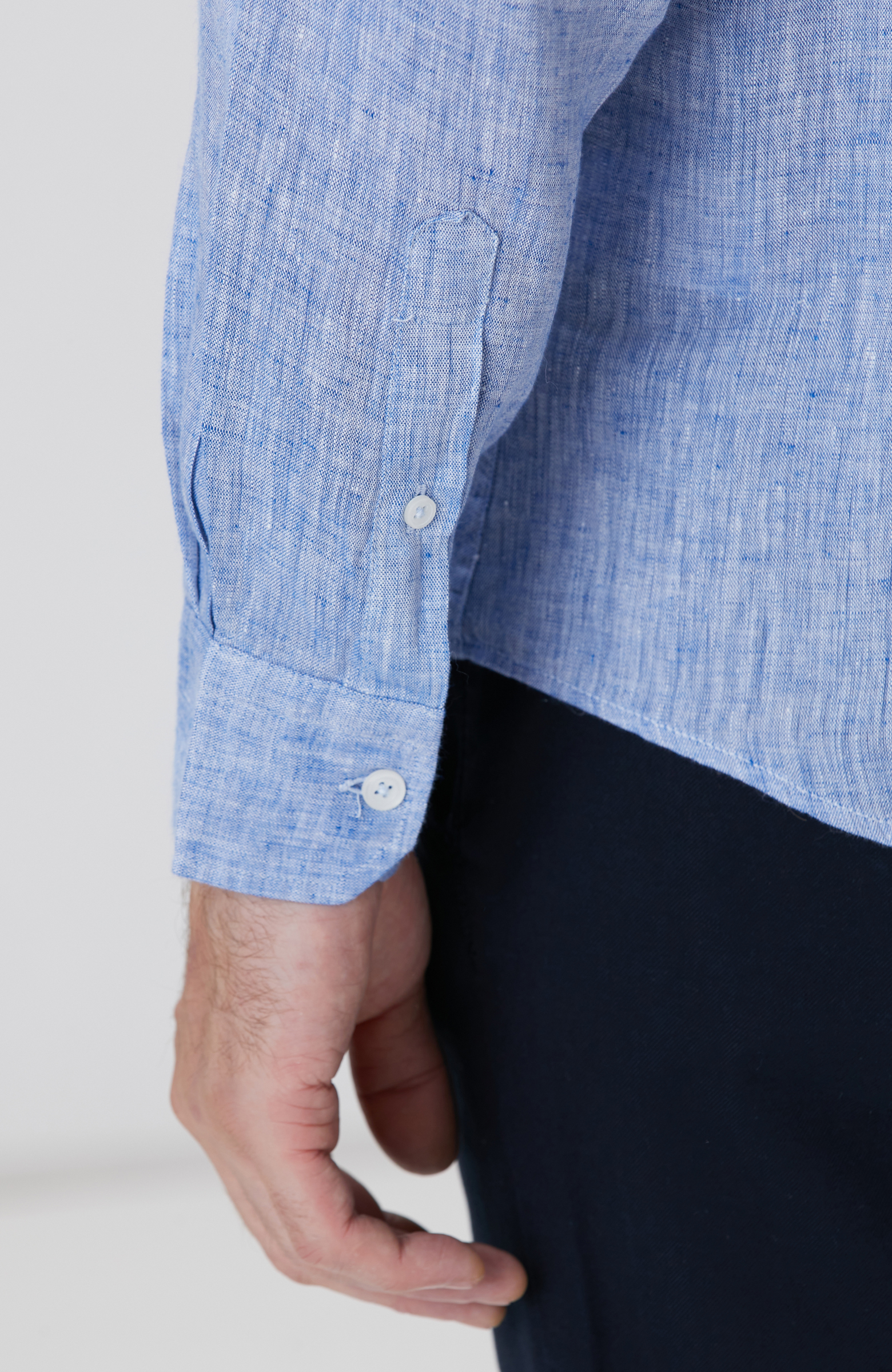 Açık Mavi Keten Gömlek