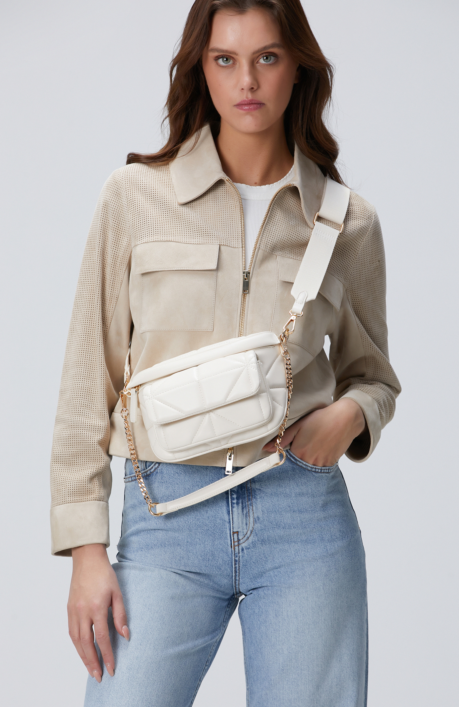 Bej Kadın Bel Çantası