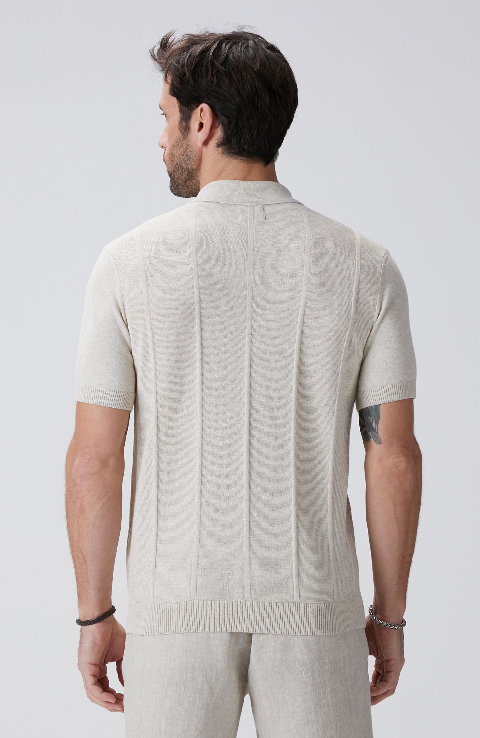 Bej Keten Karışımlı Hırka