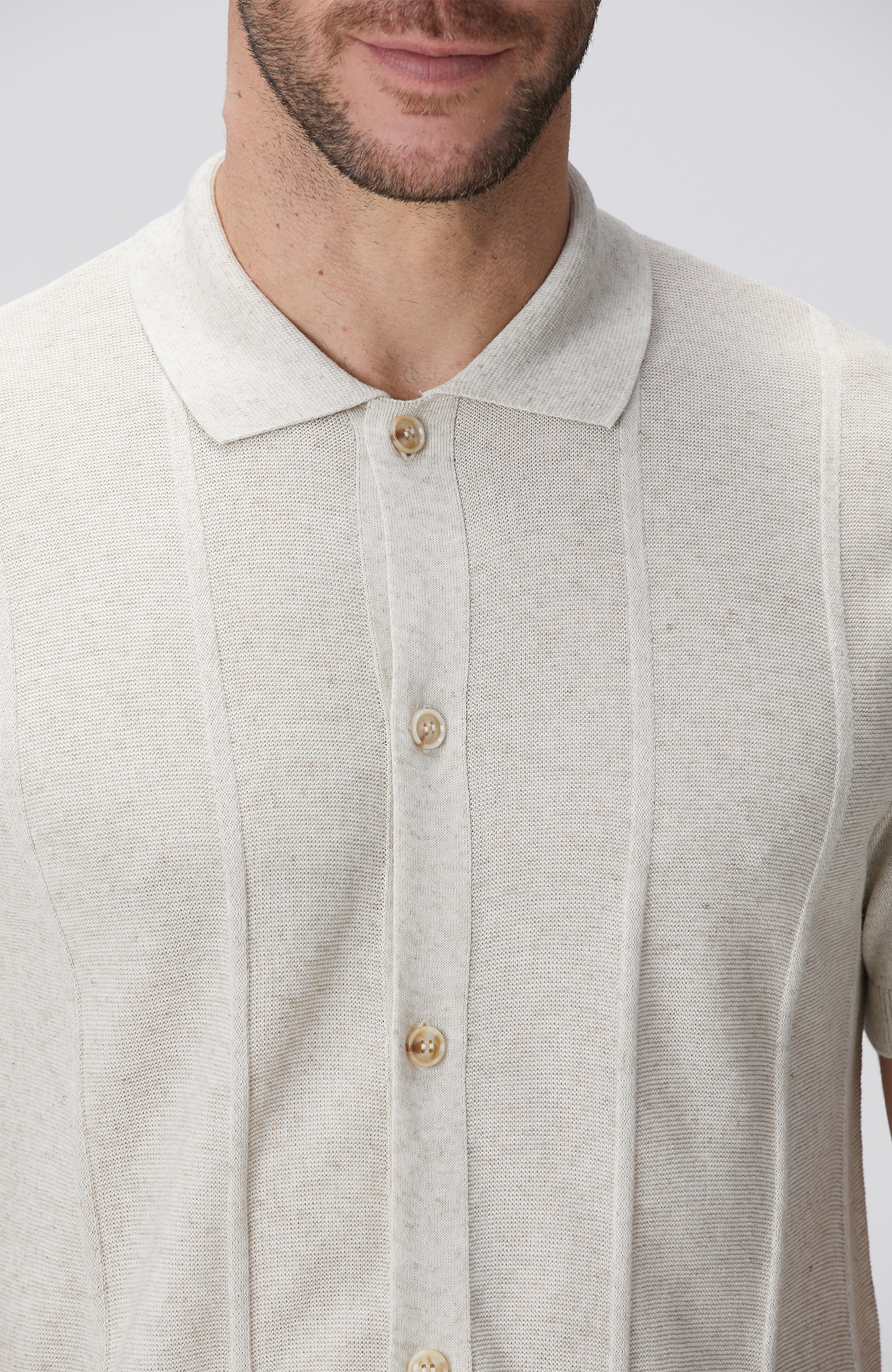 Bej Keten Karışımlı Hırka