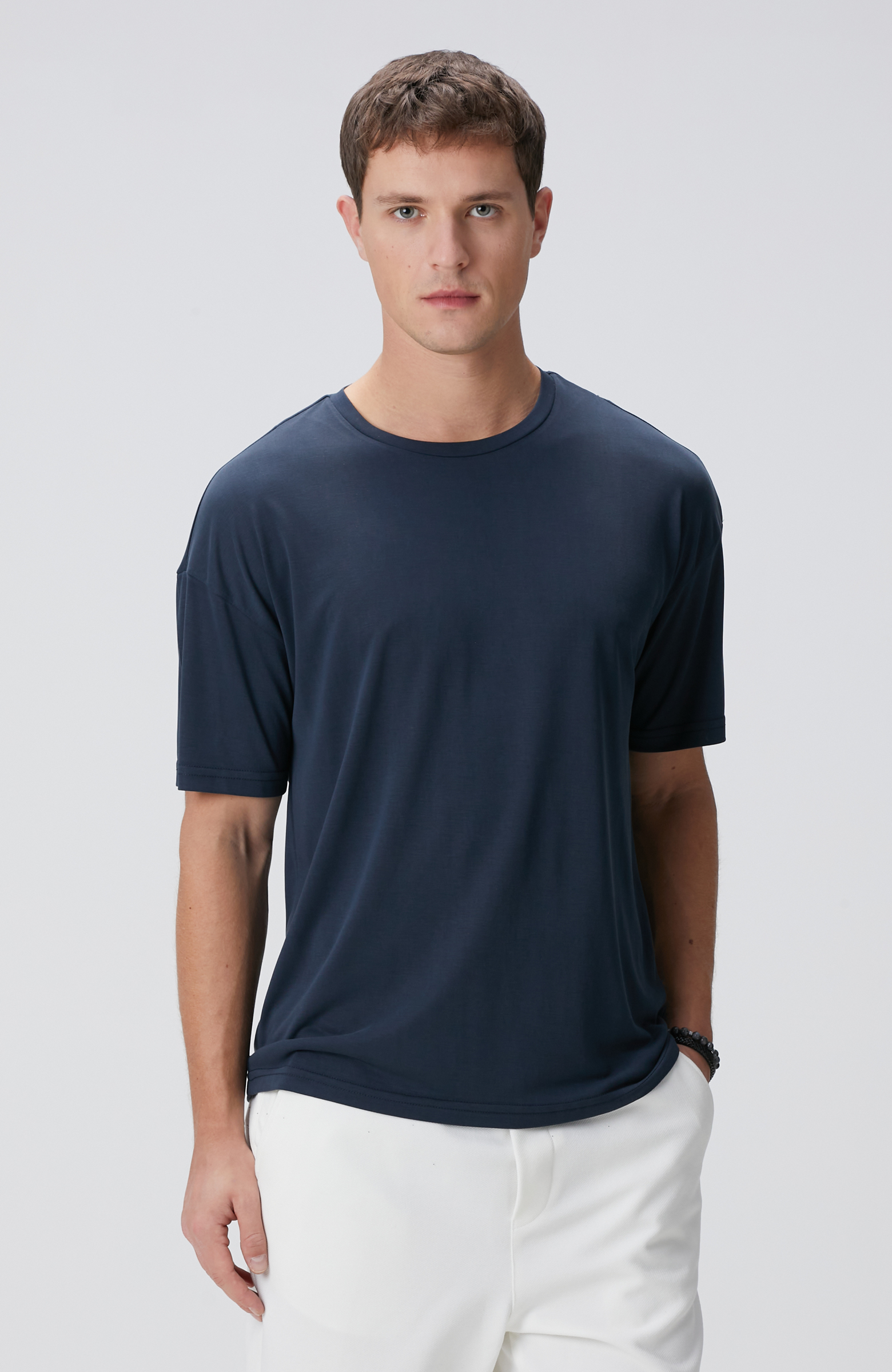 Lacivert Modal Karışımlı T-shirt