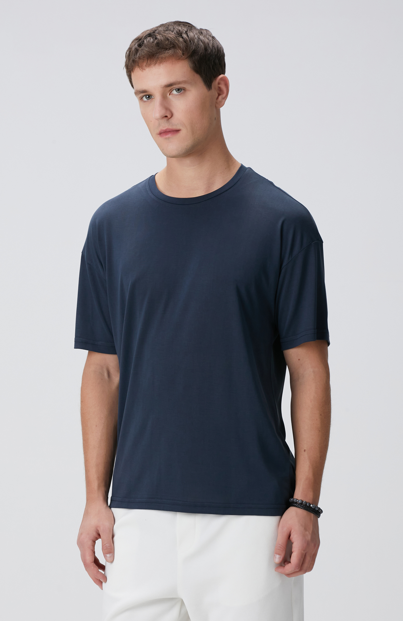 Lacivert Modal Karışımlı T-shirt